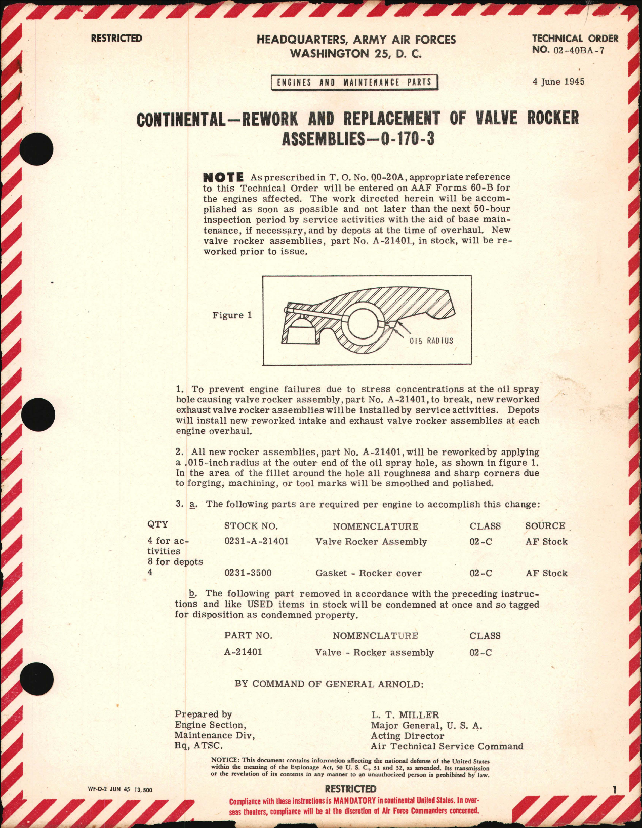 Sample page 1 from AirCorps Library document: Rework and Replacement of Valve Rocker Assemblies on 0-170-3