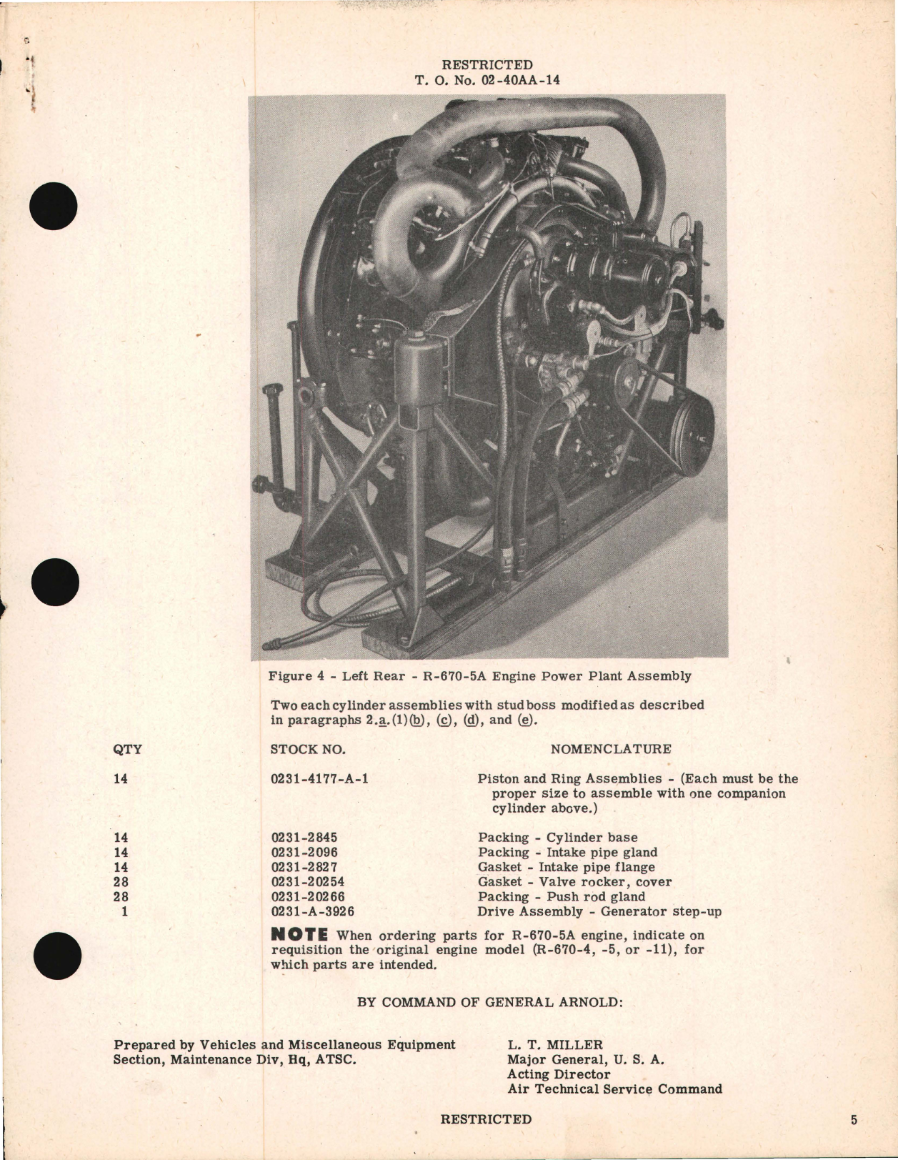 Sample page 5 from AirCorps Library document: Responsibility for Maintenance and Overhaul - Model A-1 Oxygen Generator - R-670-5A Engine