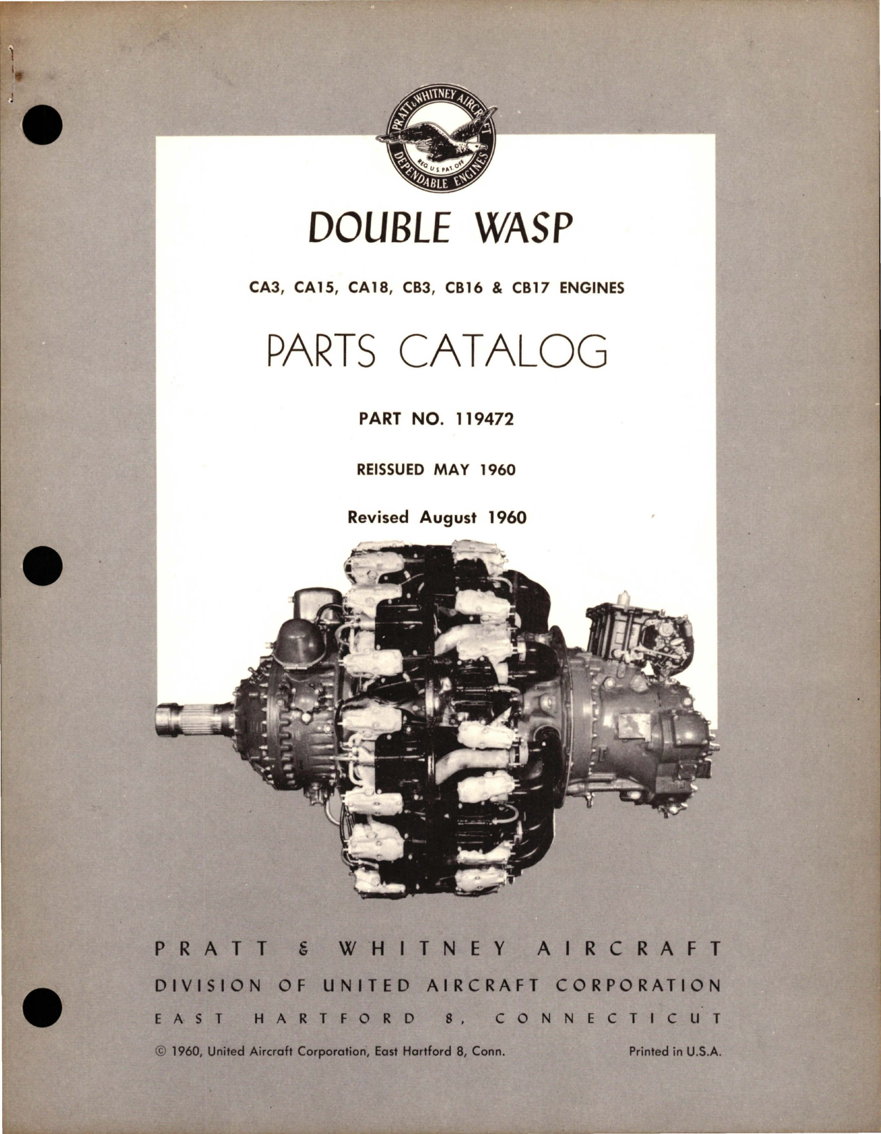 Sample page 1 from AirCorps Library document: Parts Catalog Revision for Double Wasp - CA3, CA15, CA18, CB3, CB16 & CB17 Engines - Part 119472