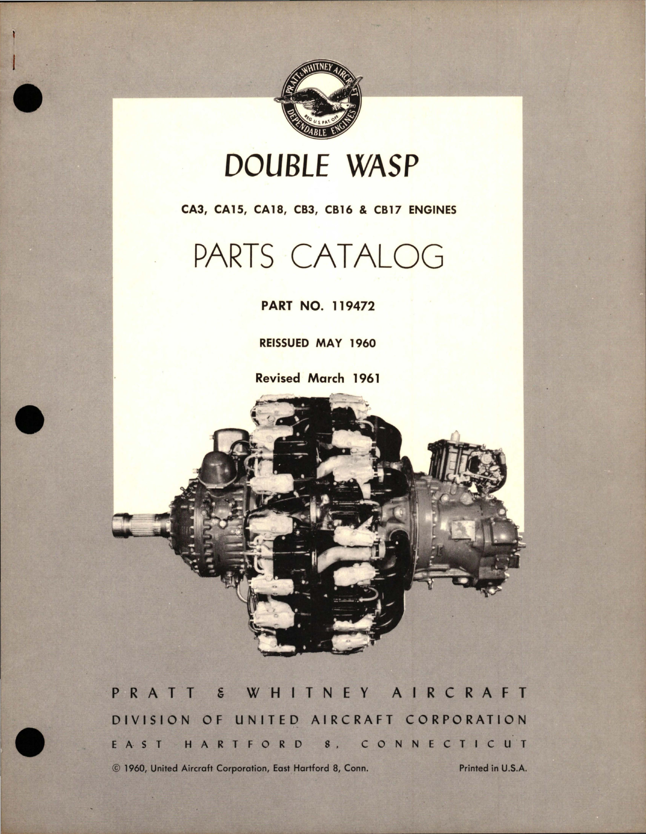 Sample page 1 from AirCorps Library document: Parts Catalog Revision for Double Wasp - CA3, CA15, CA18, CB3, CB16 & CB17 Engines 