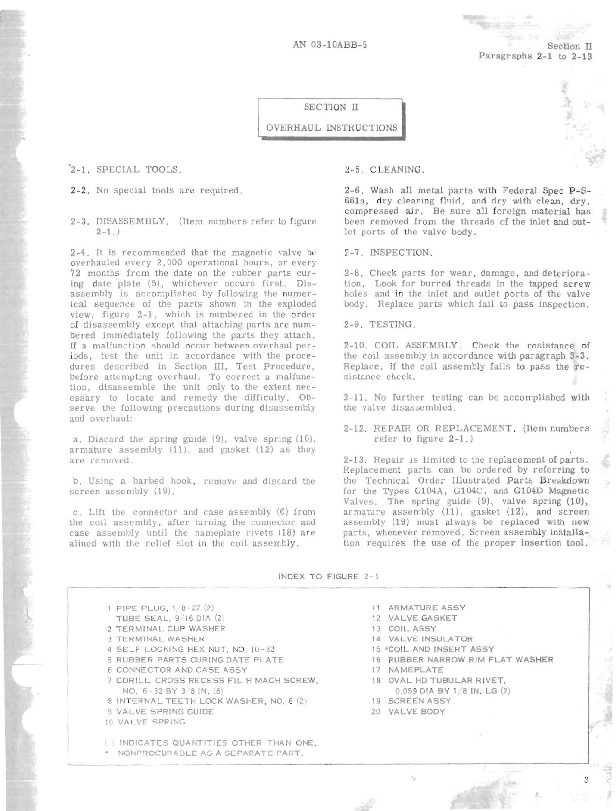 Sample page 5 from AirCorps Library document: Overhaul Instructions for Magnetic Valve - Types G104A, G104C, and G104D 