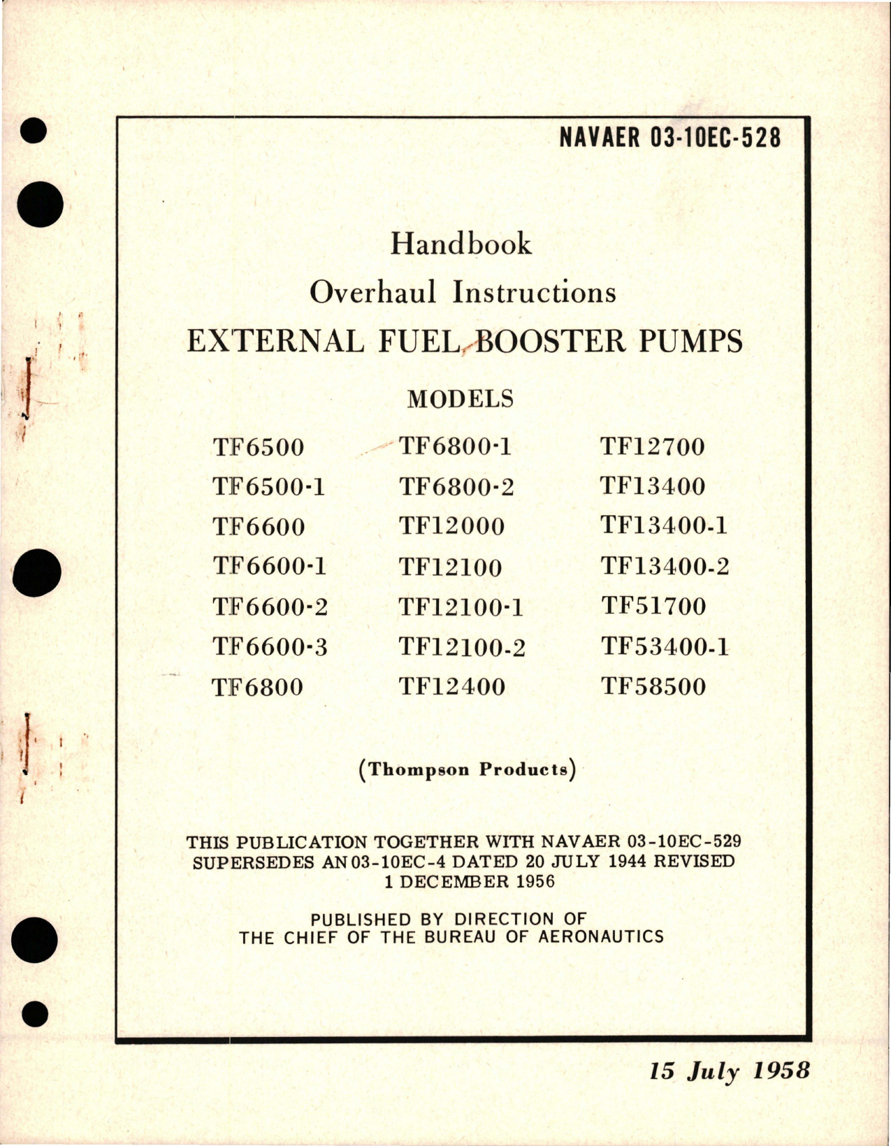 Sample page 1 from AirCorps Library document: Overhaul Instructions for External Fuel Booster Pumps