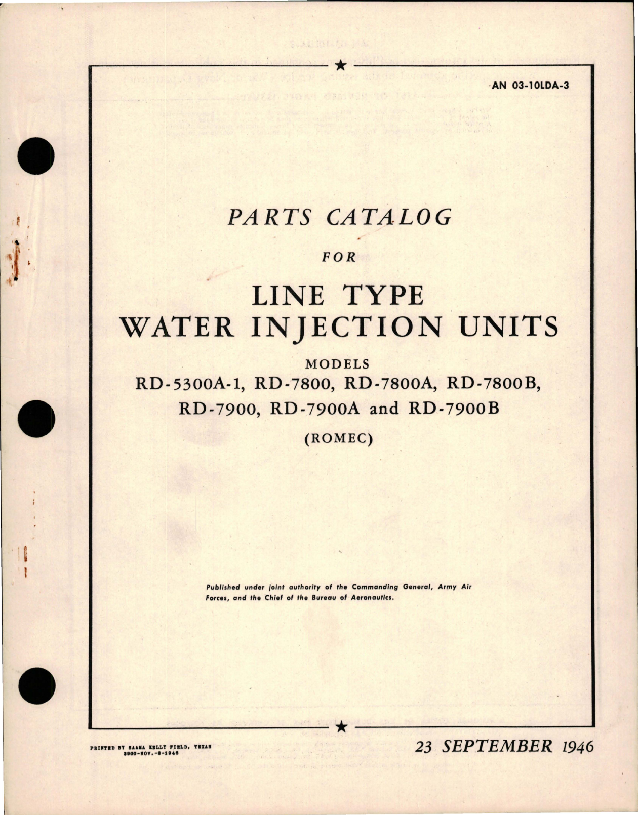 Sample page 1 from AirCorps Library document: Parts Catalog for Line Type Water Injection Units 