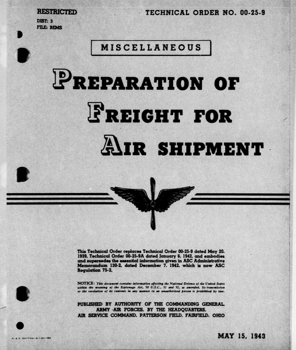 Sample page 1 from AirCorps Library document: Preparation of Freight for Air Shipment
