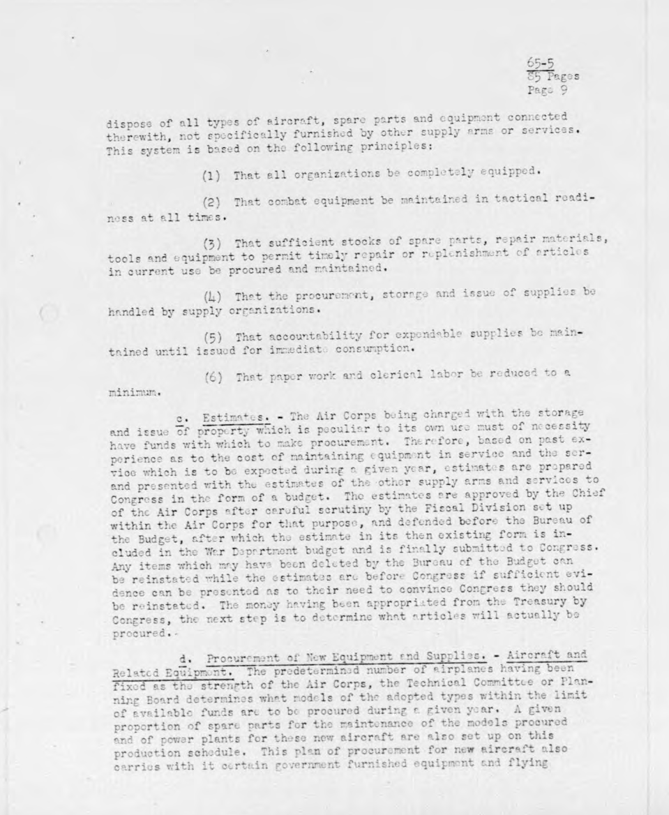 Sample page 9 from AirCorps Library document: The Air Corps Supply System