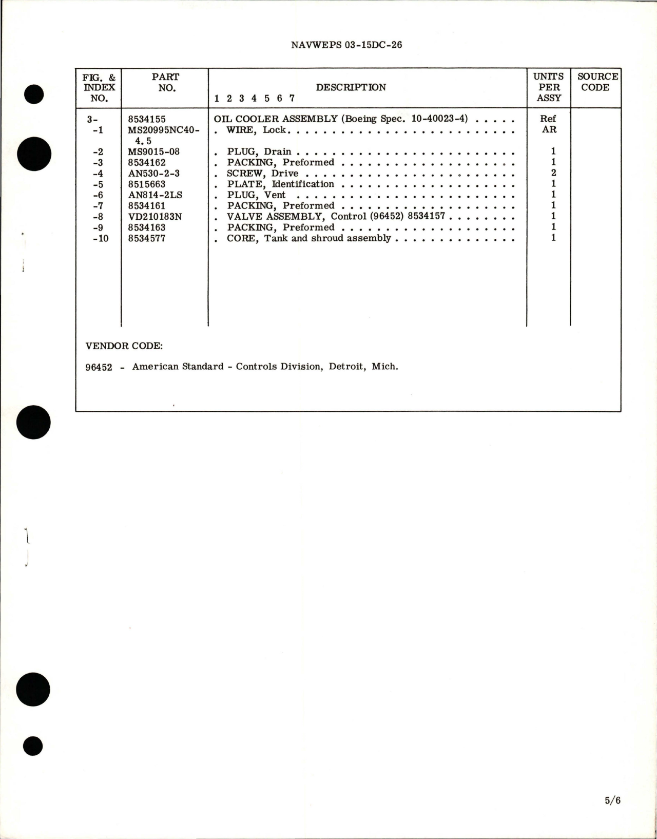 Sample page 5 from AirCorps Library document: Overhaul Instructions with Parts Breakdown for Oil Cooler Assembly - Model AP12AN14-02 - Part 8534155