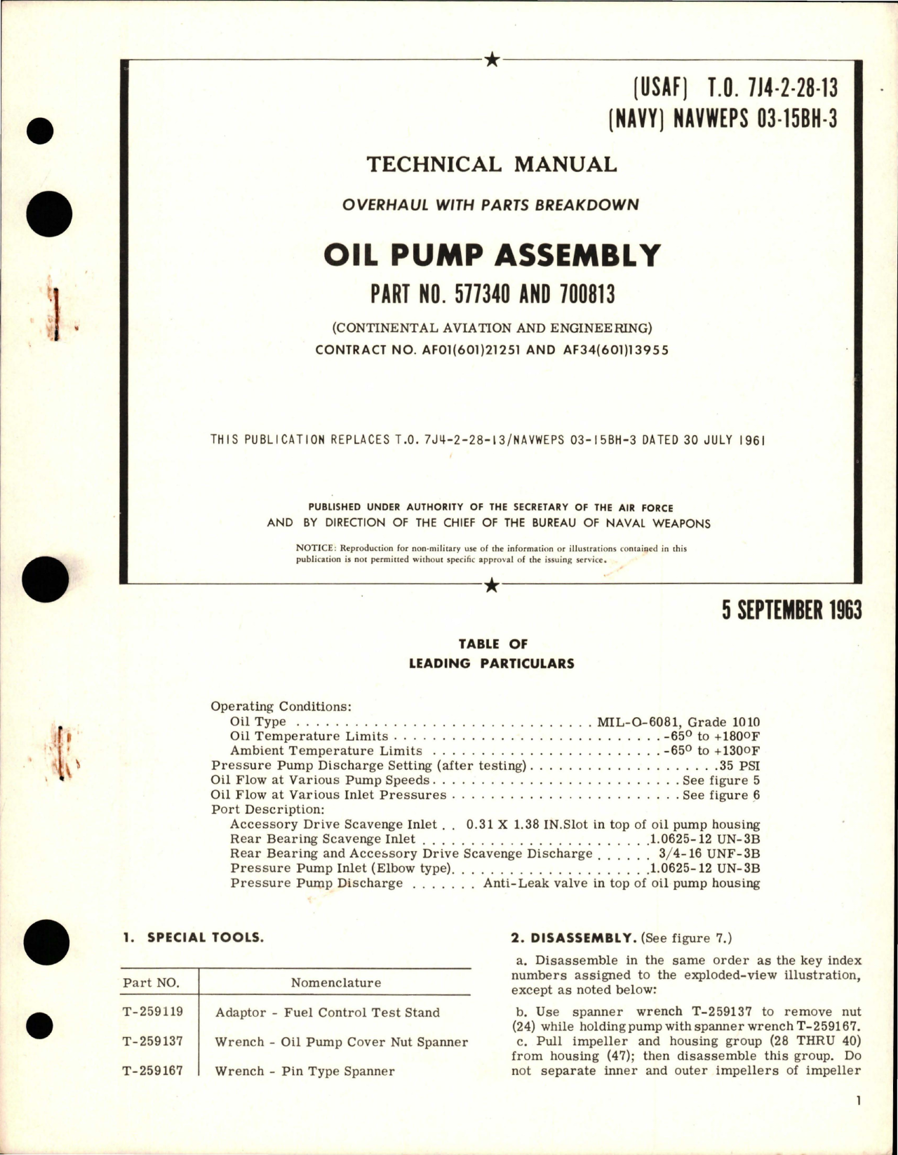 Sample page 1 from AirCorps Library document: Overhaul with Parts Breakdown for Oil Pump Assembly - Part 577340 and 700813