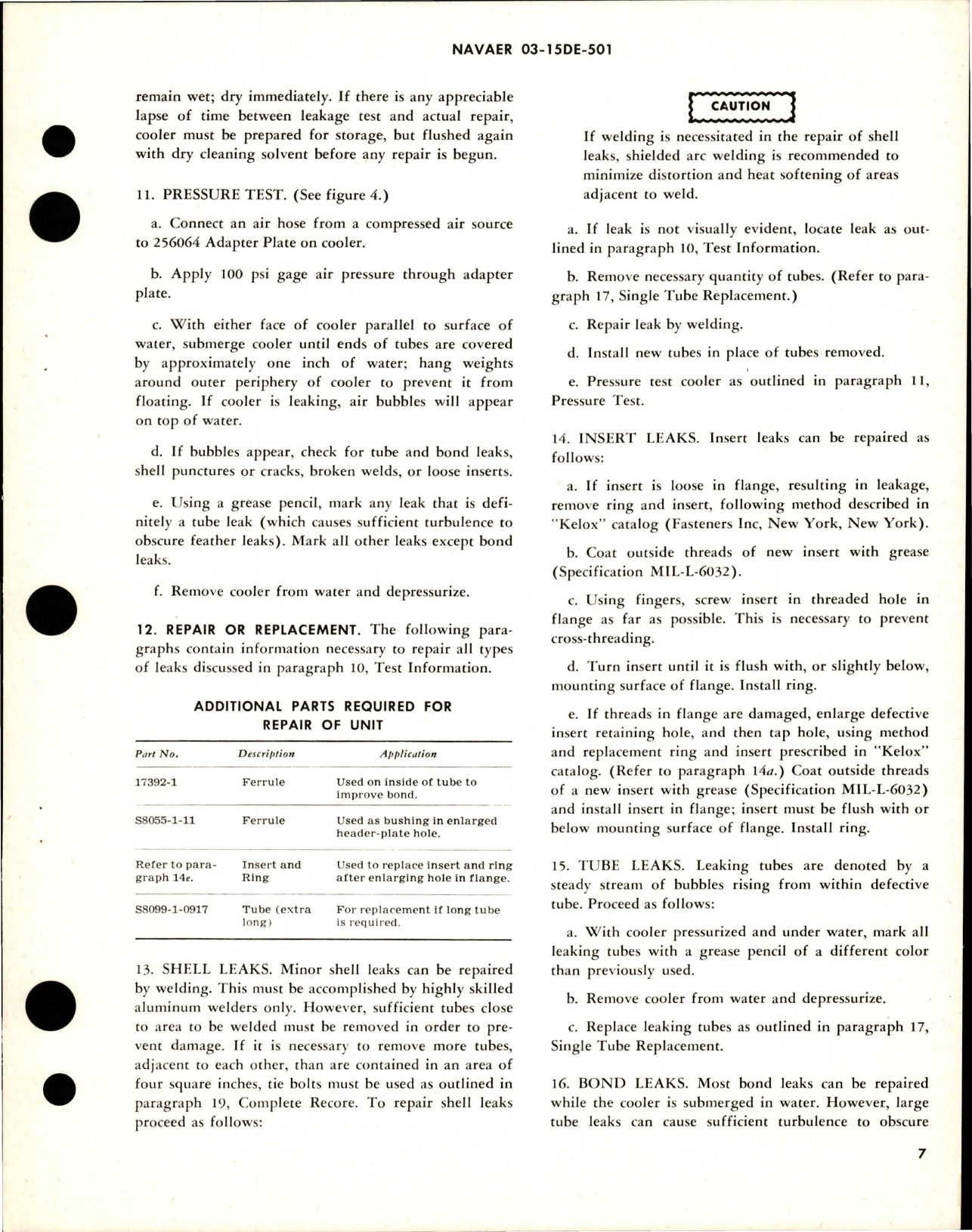 Sample page 7 from AirCorps Library document: Overhaul Instructions with Parts Breakdown for Oil Cooler - AIR4124-14 
