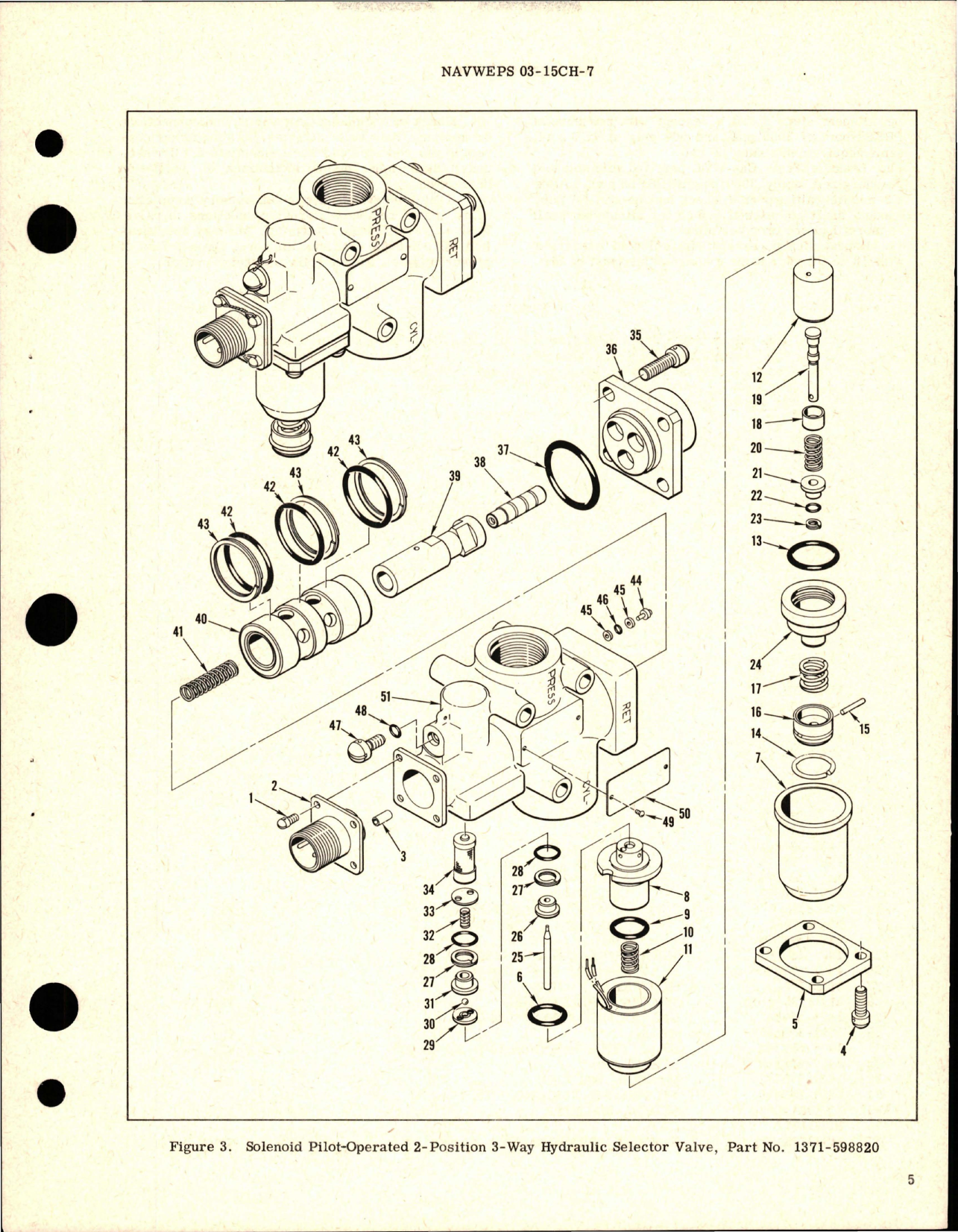 Sample page 5 from AirCorps Library document: Overhaul Instructions with Parts Breakdown for Solenoid Pilot Operated 2 Position 3 Way Hydraulic Selector Valve - Part 1371-598820
