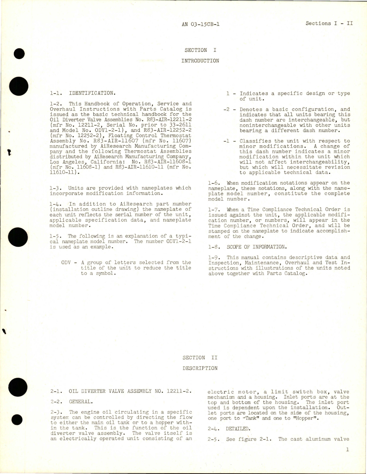 Sample page 9 from AirCorps Library document: Operation, Service and Overhaul Instructions for Oil Diverter Valve Assembly, Floating Control Thermostat Assembly and Thermostat Assembly