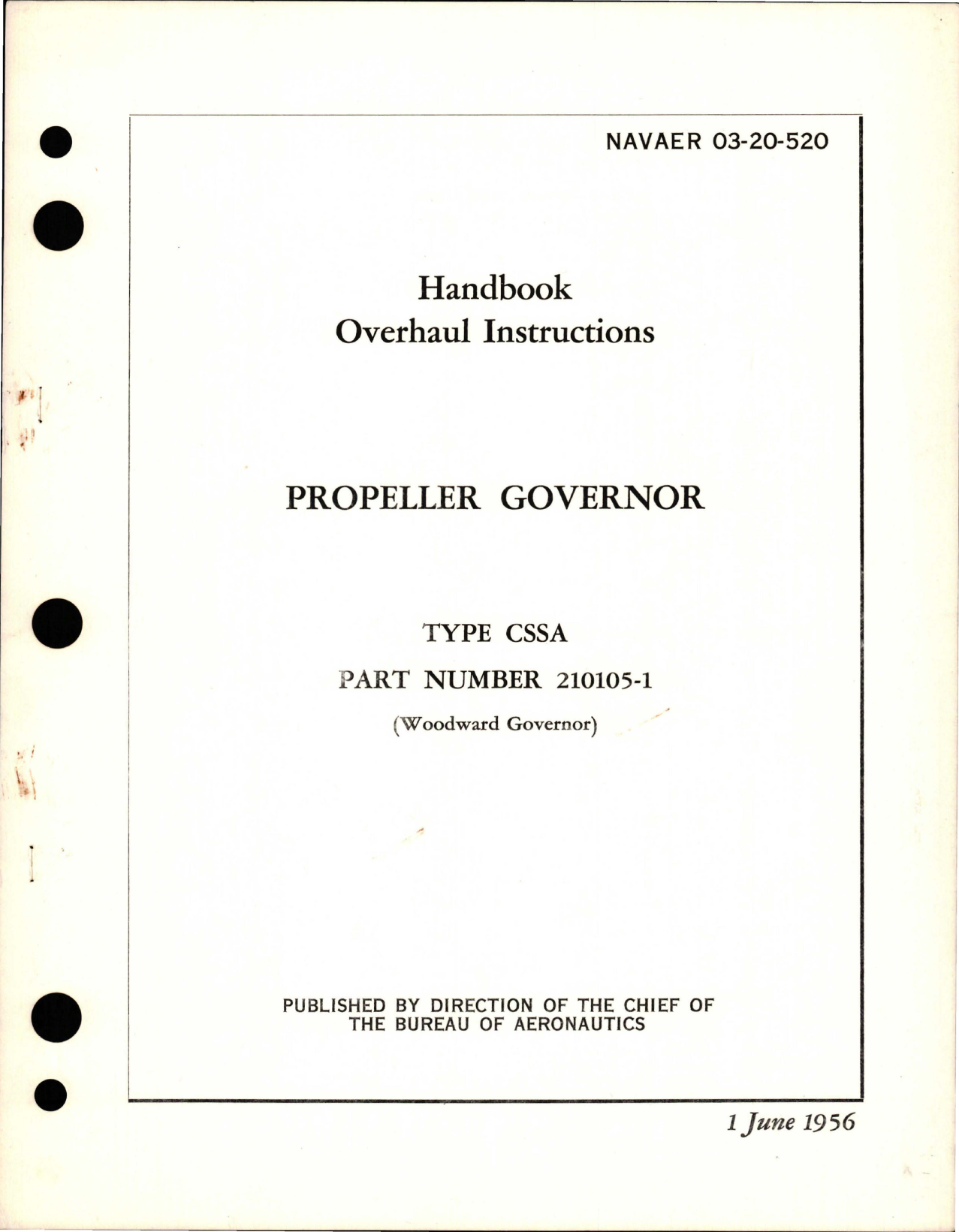 Sample page 1 from AirCorps Library document: Overhaul Instructions for Propeller Governor - Type CSSA - Part 210105-1