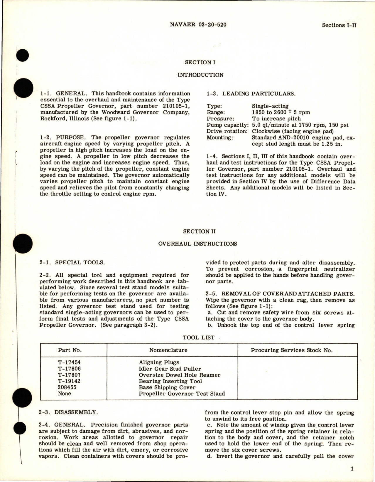 Sample page 5 from AirCorps Library document: Overhaul Instructions for Propeller Governor - Type CSSA - Part 210105-1