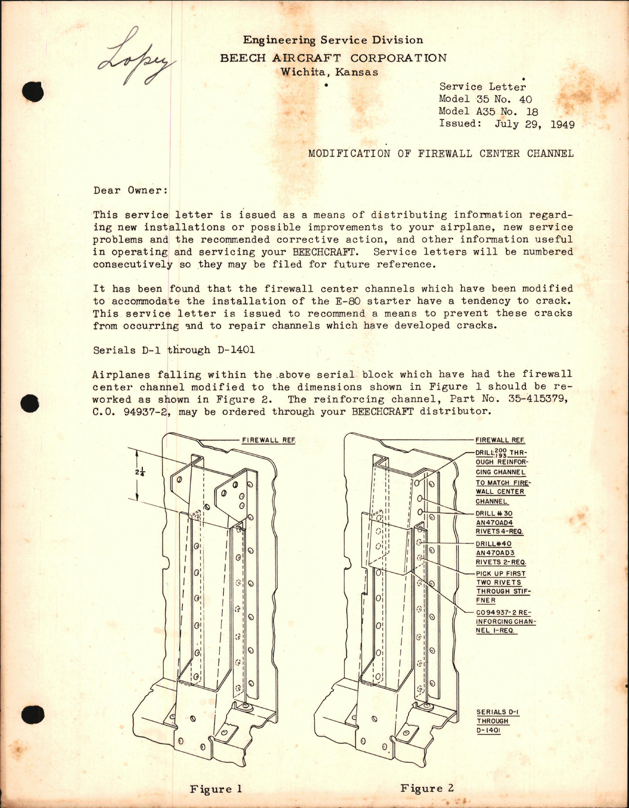 Sample page 1 from AirCorps Library document: Modification of Firewall Center Channel