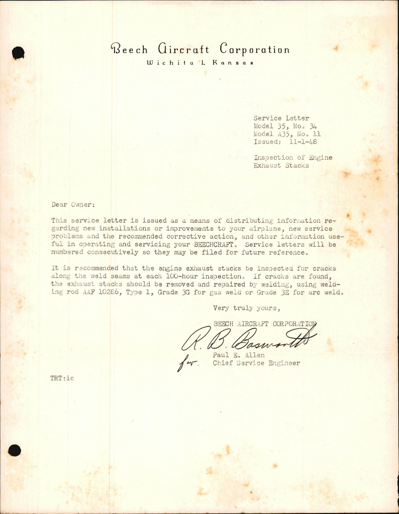 Sample page 1 from AirCorps Library document: Inspection of Engine Exhaust Stacks