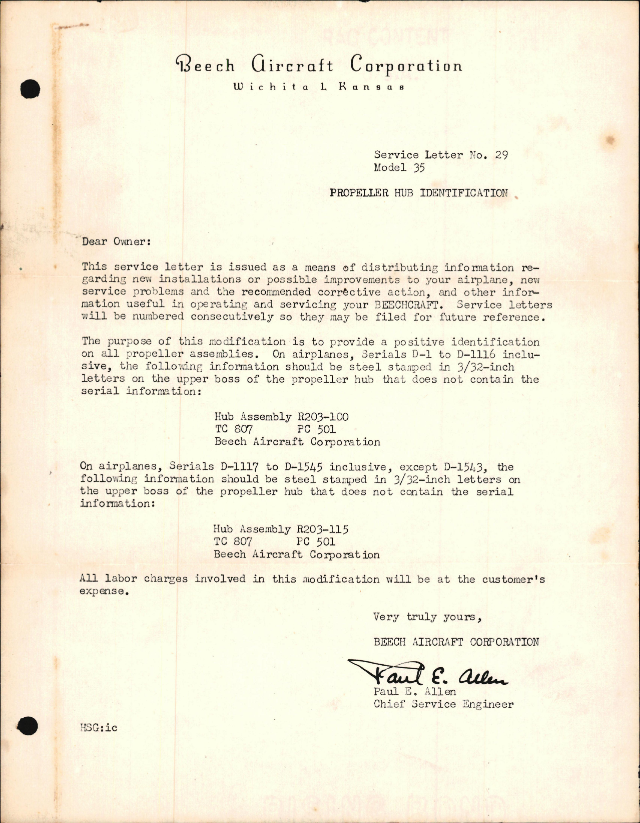 Sample page 1 from AirCorps Library document: Propeller Hub Identification