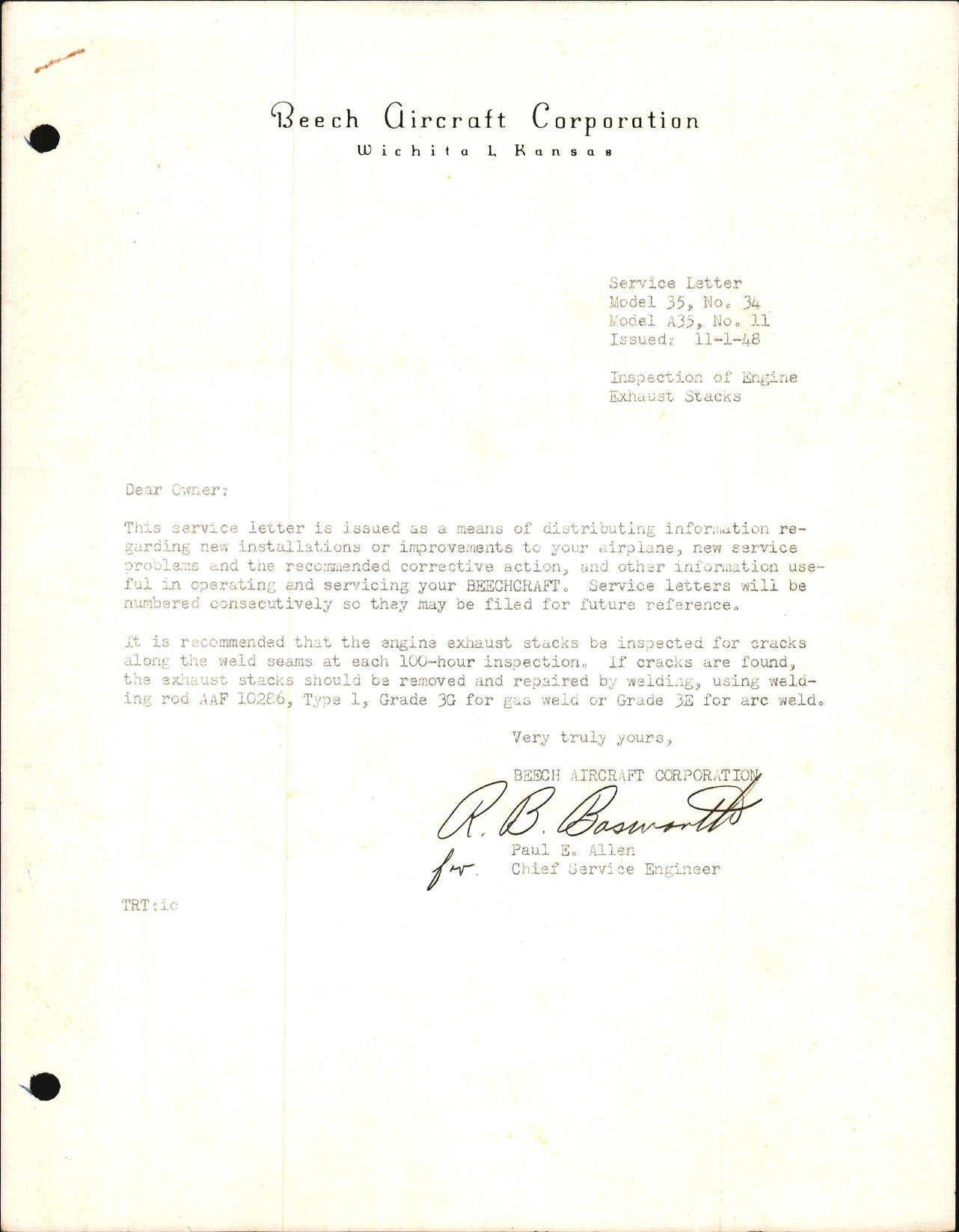 Sample page 1 from AirCorps Library document: Inspection of Engine Exhaust Stacks