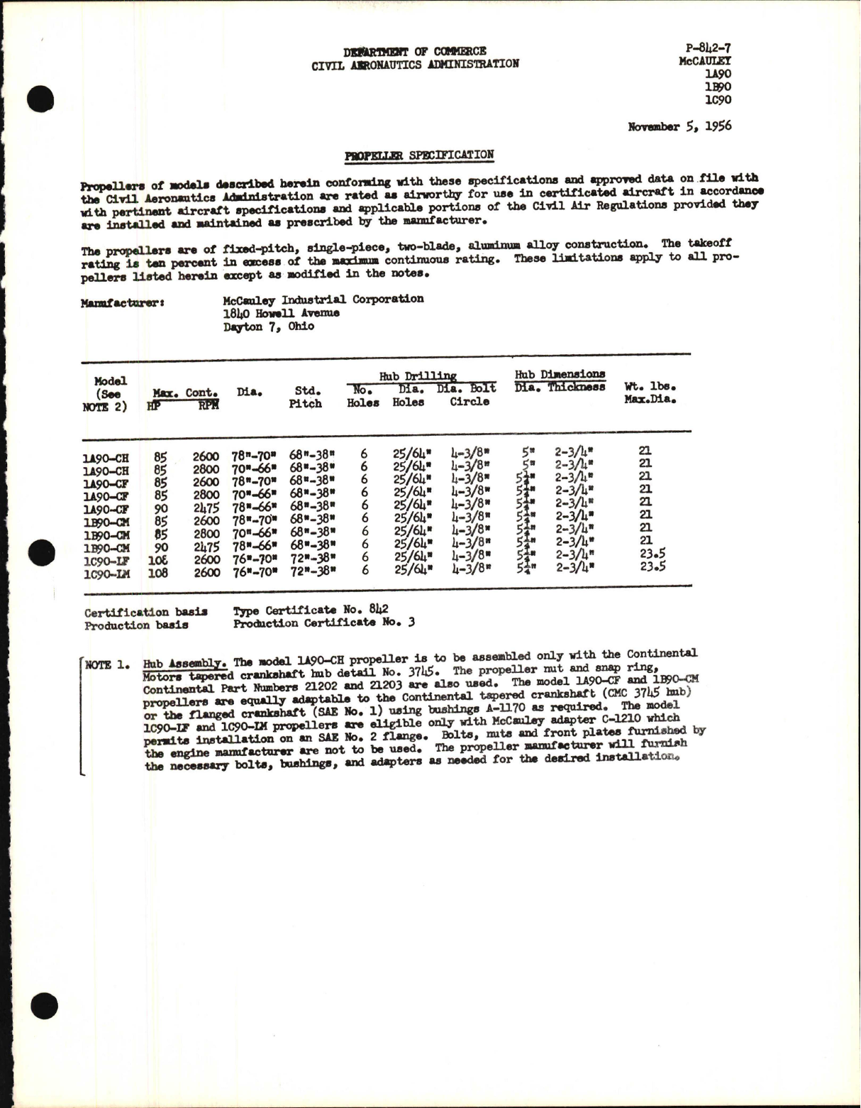 Sample page 1 from AirCorps Library document: 1A90, 1B90, and 1C90