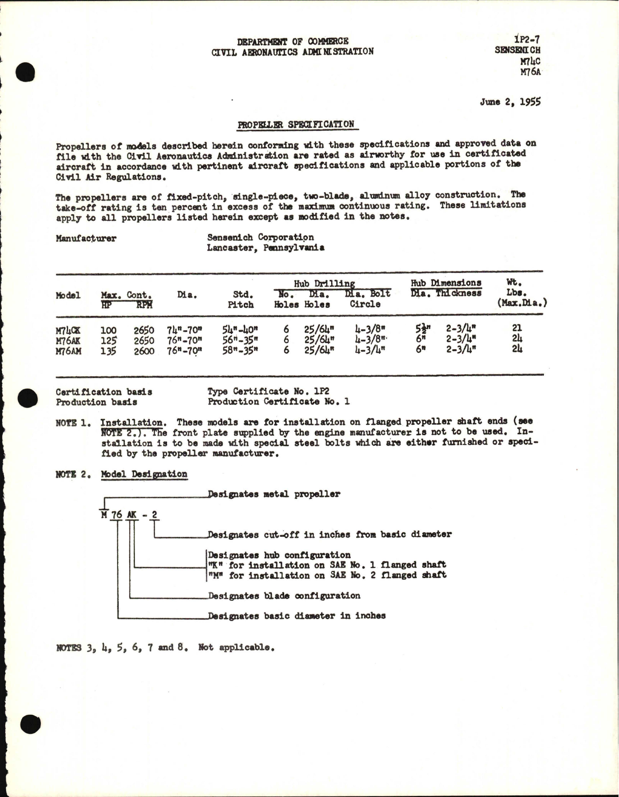 Sample page 1 from AirCorps Library document: M74C and M76A
