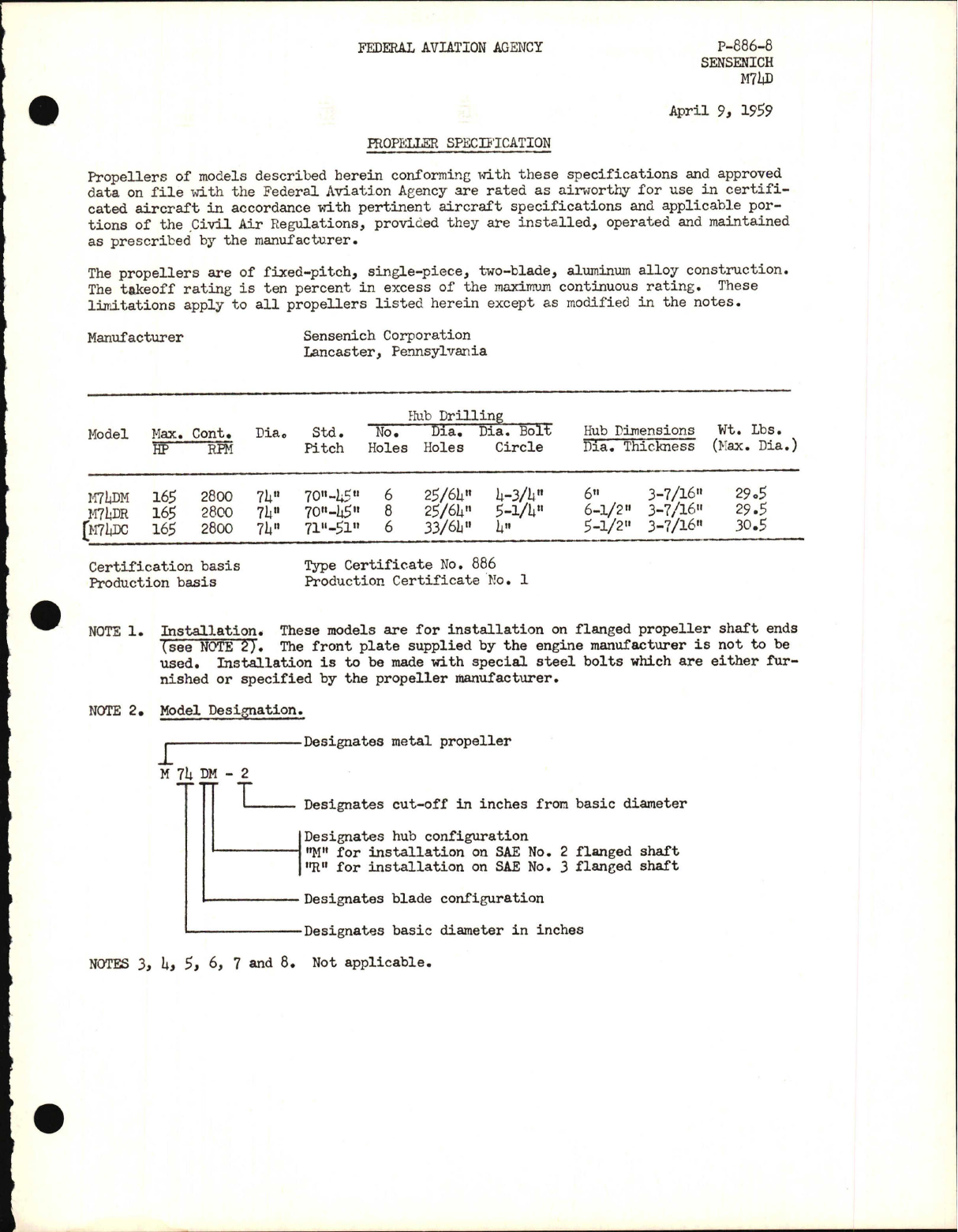 Sample page 1 from AirCorps Library document: M74D