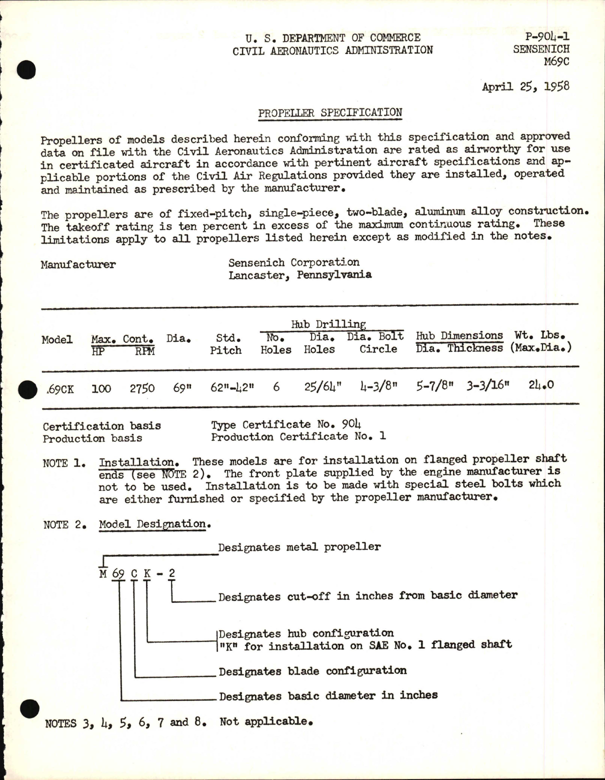 Sample page 1 from AirCorps Library document: M69C