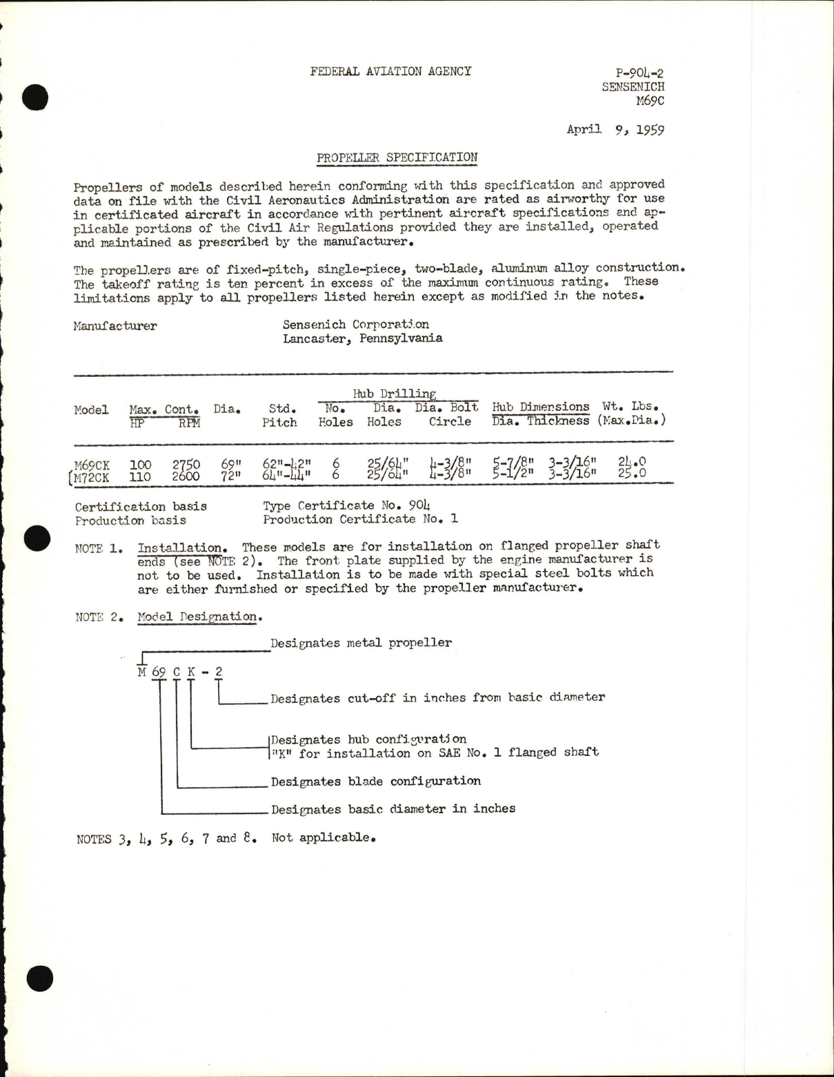 Sample page 1 from AirCorps Library document: M69C