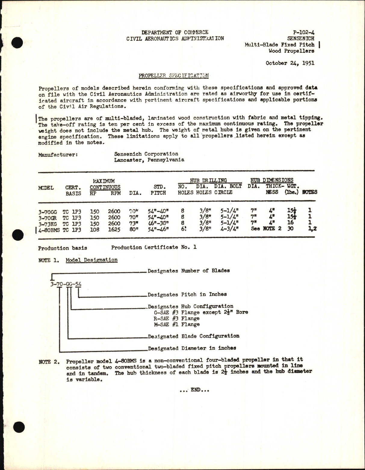 Sample page 1 from AirCorps Library document: Multi-Blade Fixed Pitch Wood Props