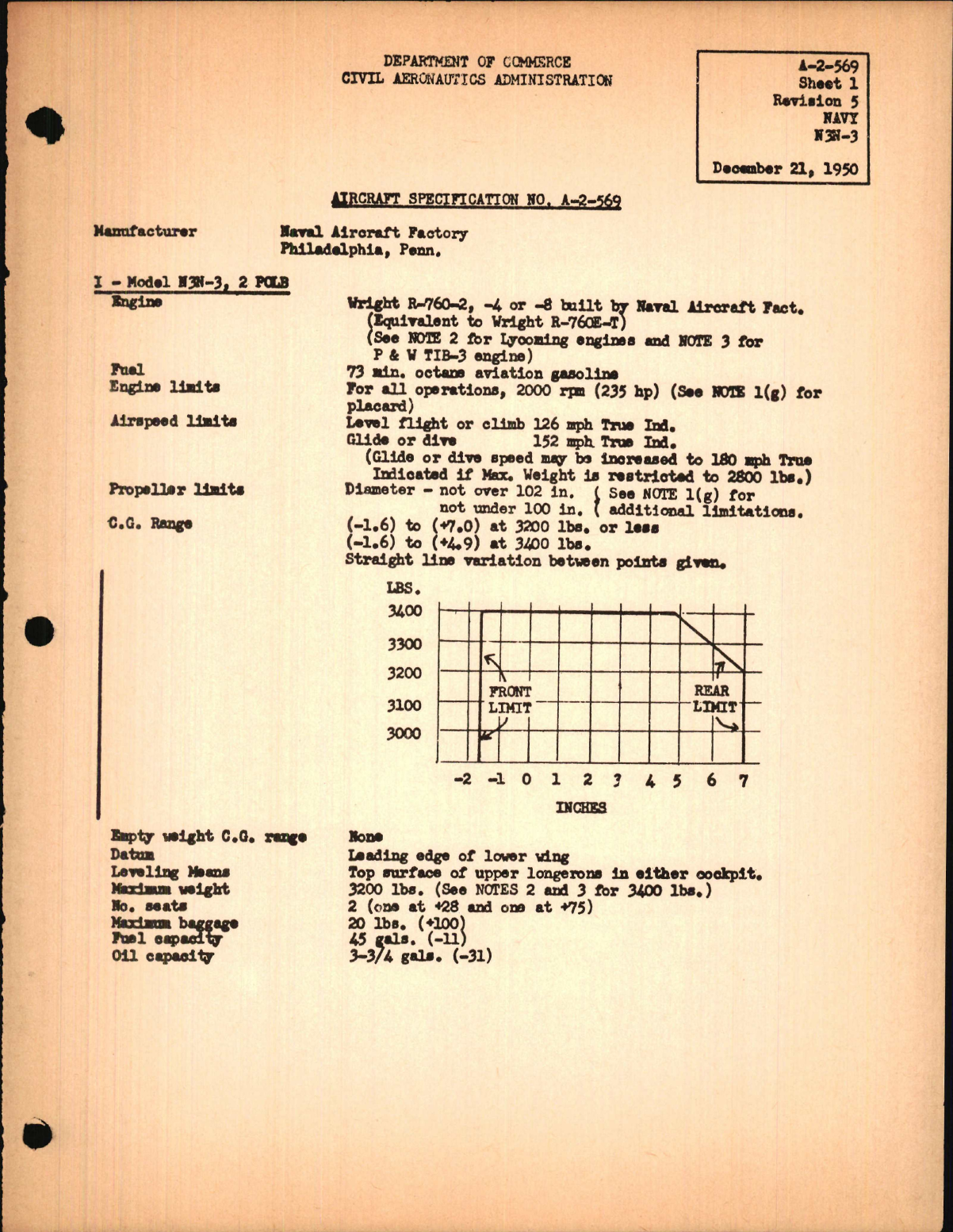 Sample page 1 from AirCorps Library document: N3N-3, Revision 5