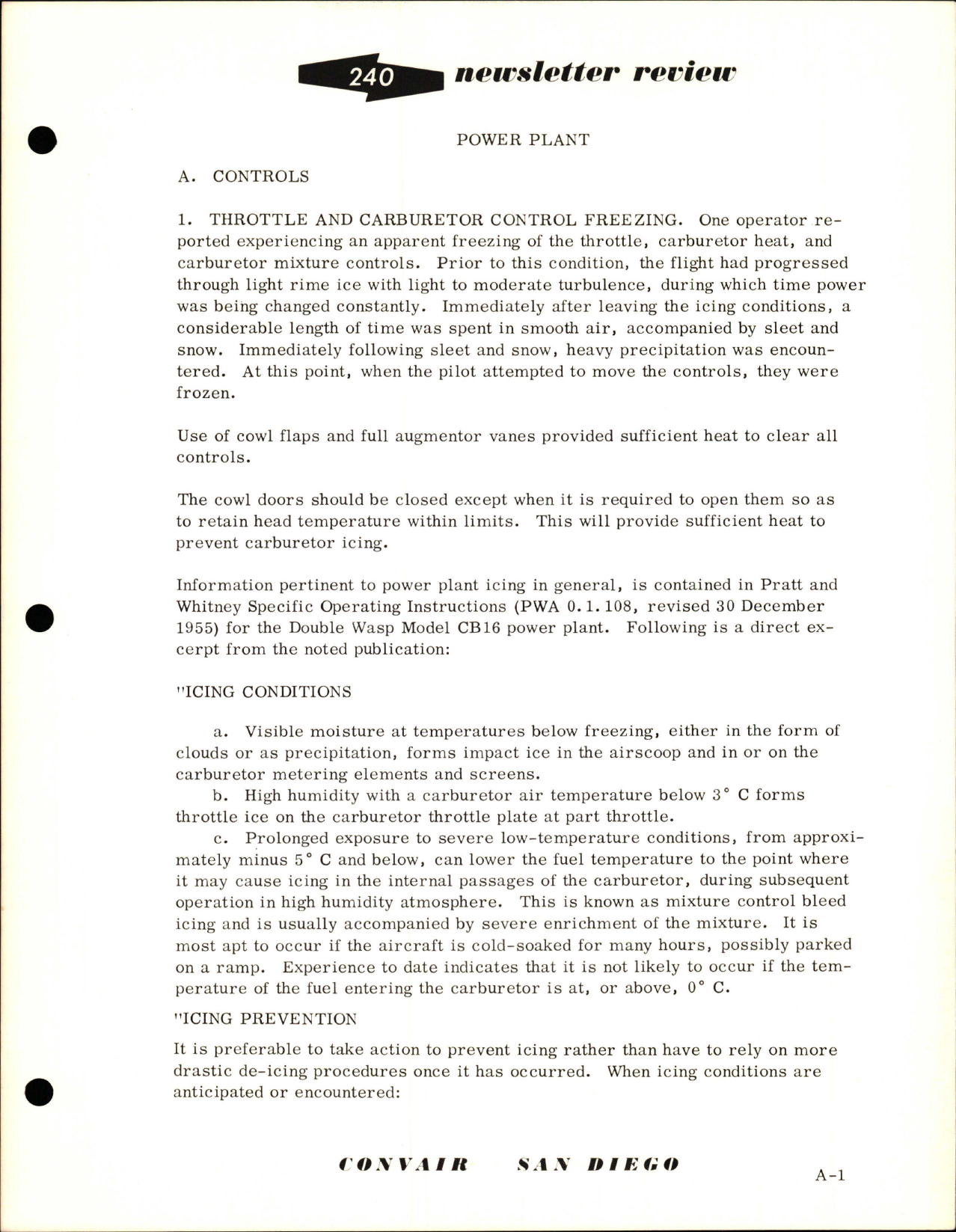Sample page 7 from AirCorps Library document: Newsletter Review for Convair 240