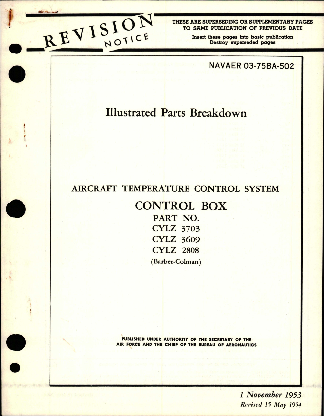 Sample page 1 from AirCorps Library document: Illustrated Parts Breakdown for Aircraft Temperature Control System Control Box