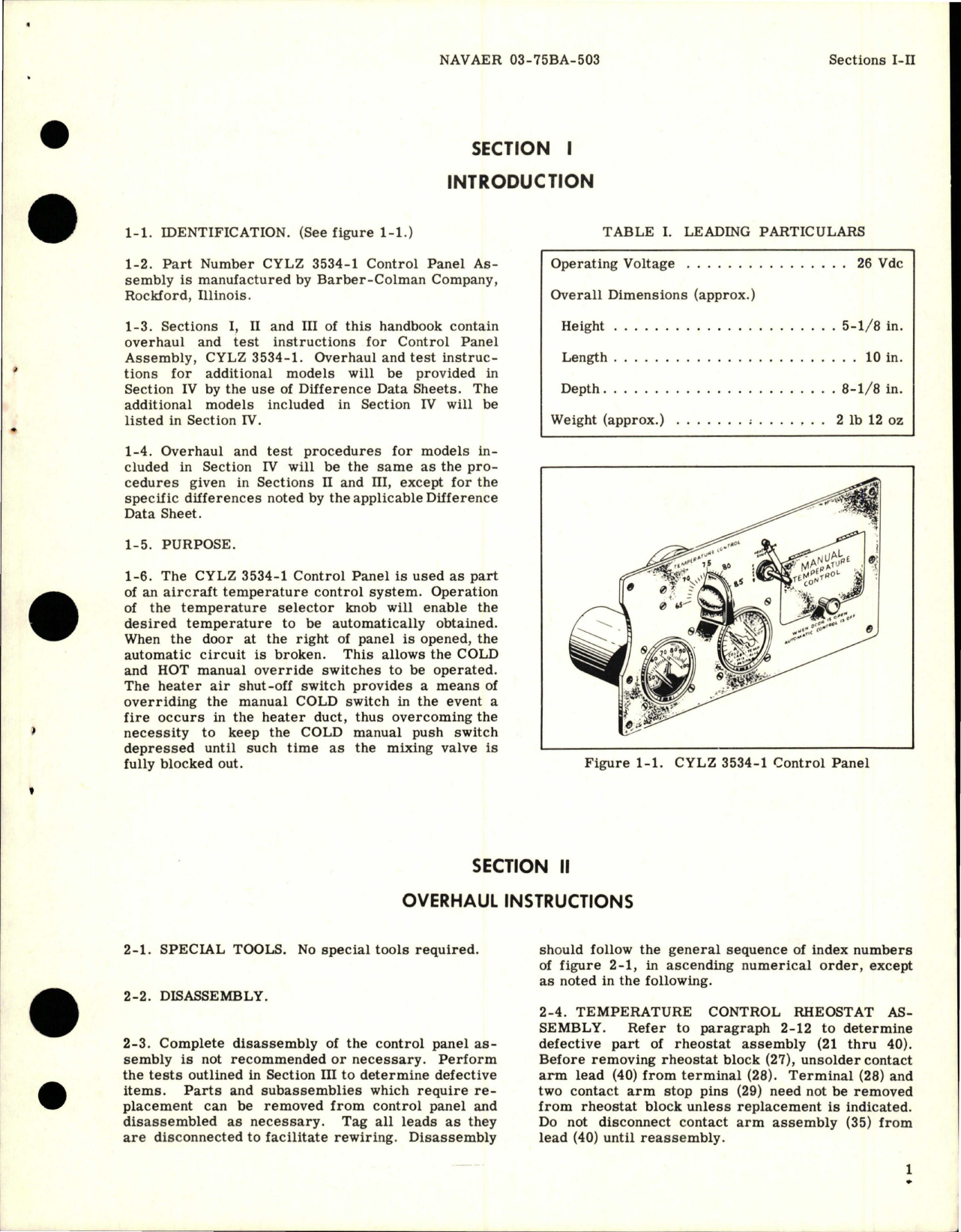 Sample page 5 from AirCorps Library document: Overhaul Instructions for Aircraft Temperature Control System Control Panel - Part CYLZ 3534-1