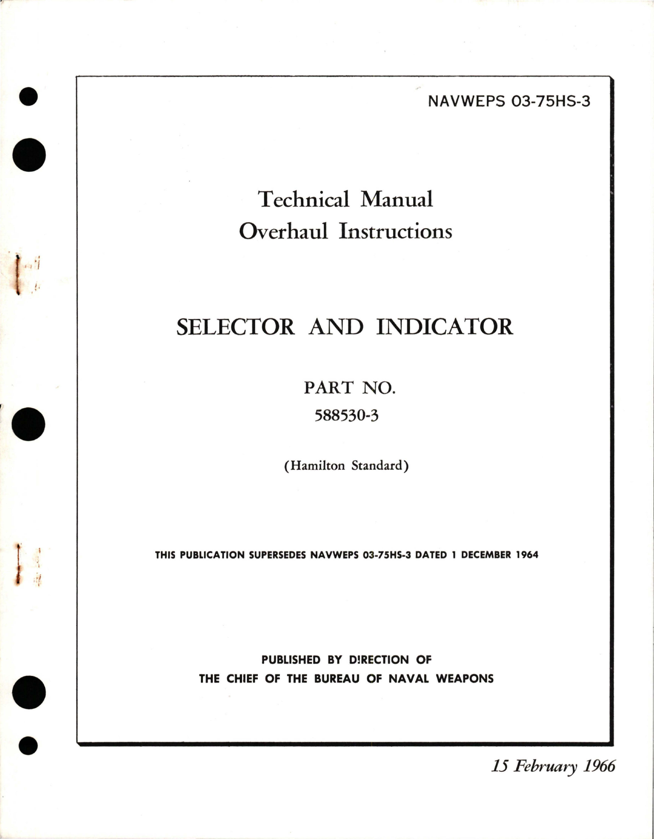Sample page 1 from AirCorps Library document: Overhaul Instructions for Selector and Indicator - Part 588530-3 