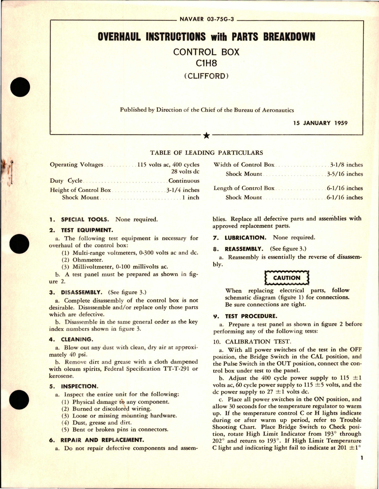 Sample page 1 from AirCorps Library document: Overhaul Instructions with Parts Breakdown for Control Box - C1H8