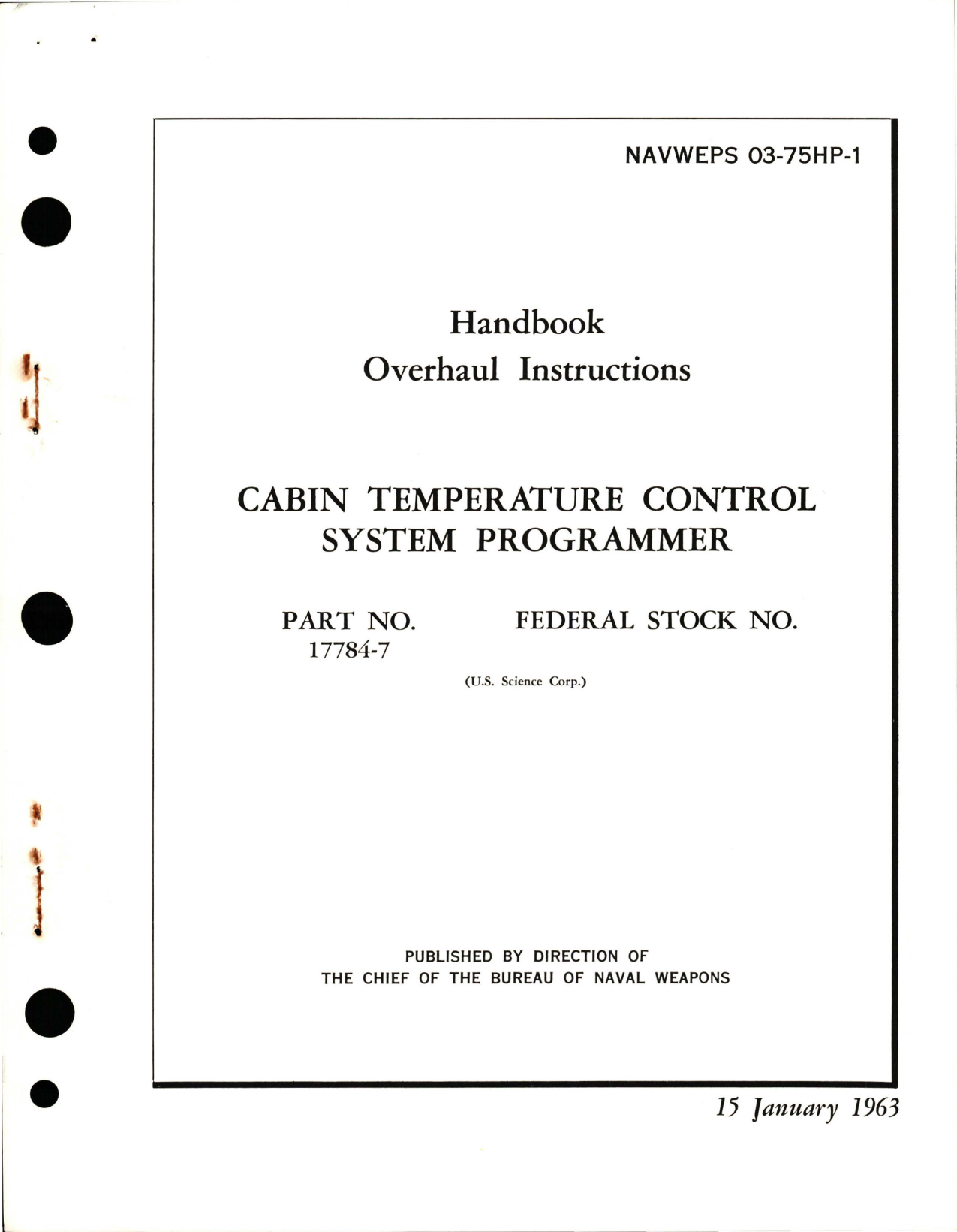 Sample page 1 from AirCorps Library document: Overhaul Instructions for Cabin Temperature Control System Programmer - Parts 17784-7 and 17784-9