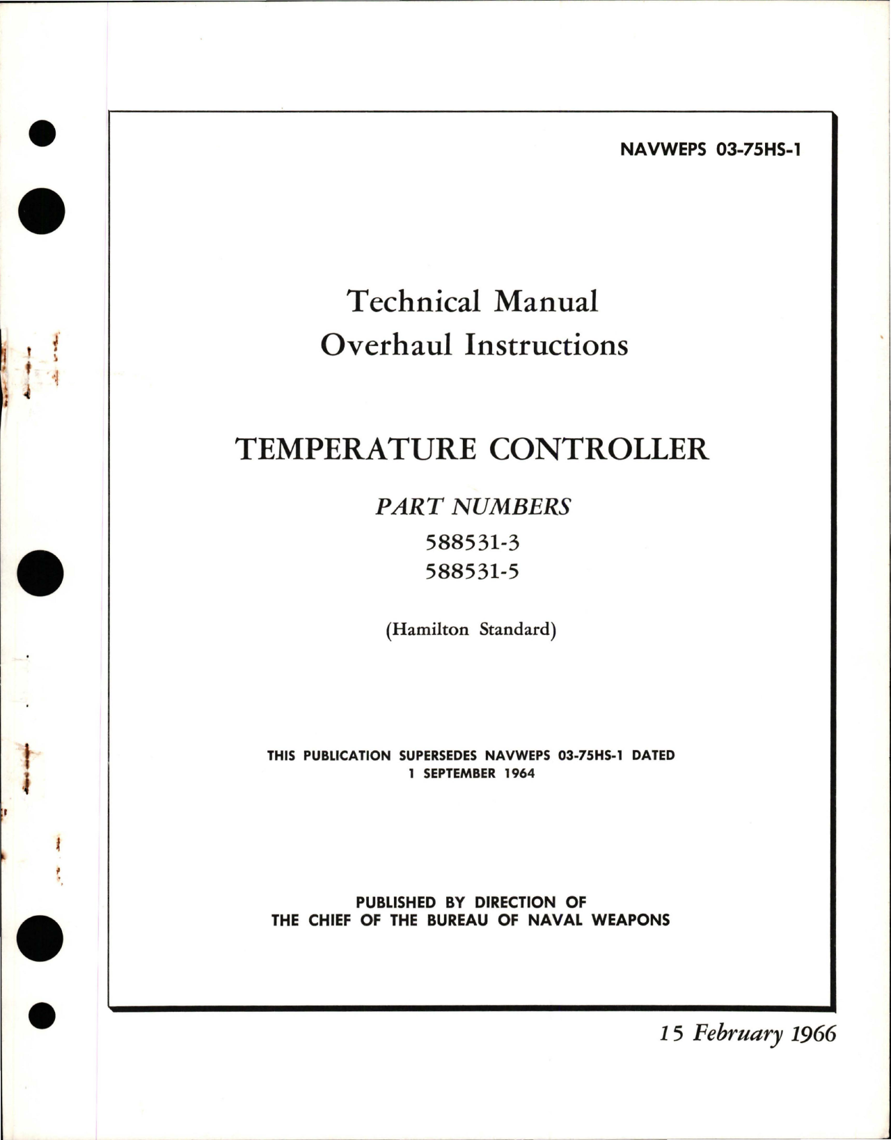 Sample page 1 from AirCorps Library document: Overhaul Instructions for Temperature Controller - Parts 588531-3 and 588531-5