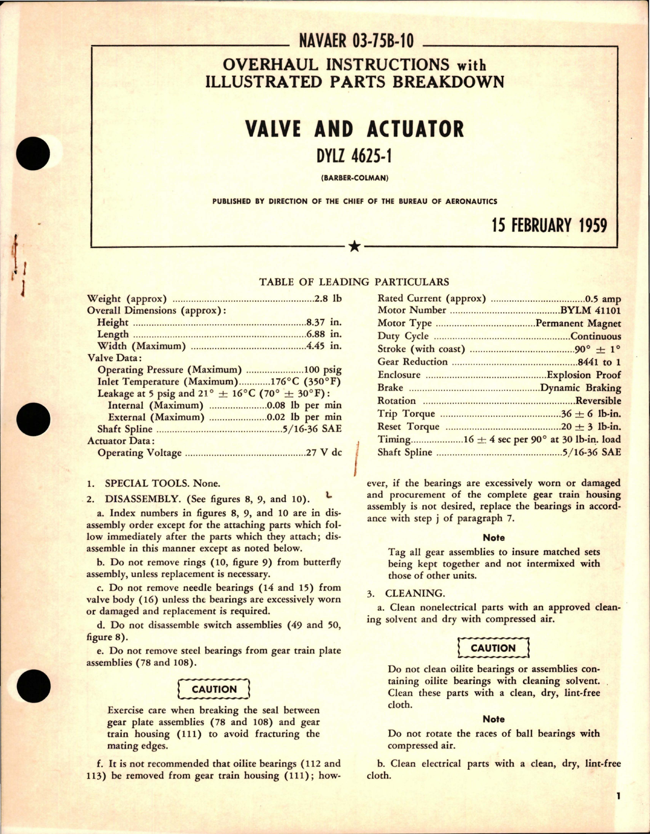 Sample page 1 from AirCorps Library document: Overhaul Instructions with Illustrated Parts Breakdown for Valve and Actuator - DYLZ 4625-1