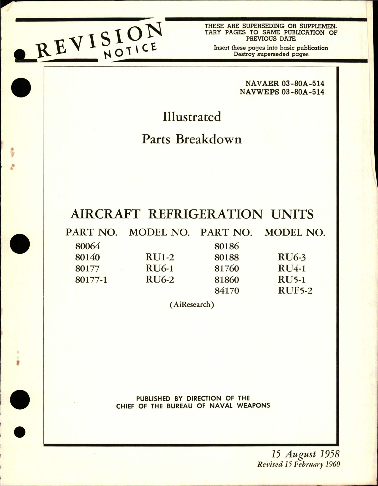 Sample page 1 from AirCorps Library document: Illustrated Parts Breakdown for Aircraft Refrigeration Units