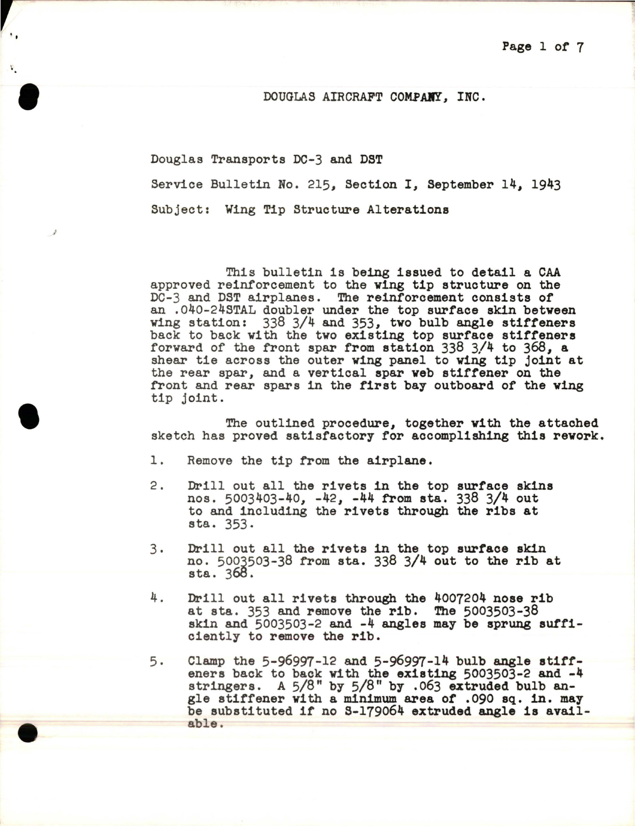 Sample page 1 from AirCorps Library document: Wing Tip Structure Alterations