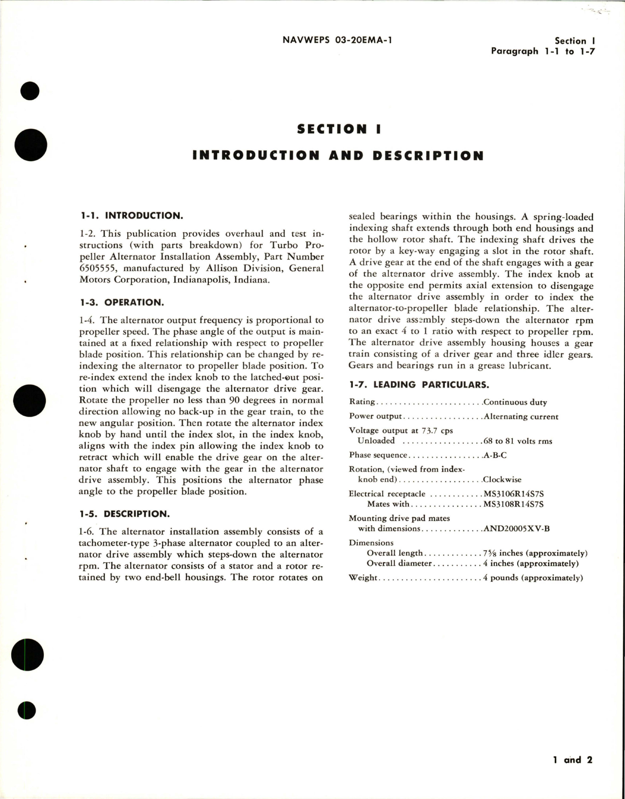 Sample page 5 from AirCorps Library document: Overhaul Instructions with Parts Breakdown for Alternator Installation Assembly - 6505555