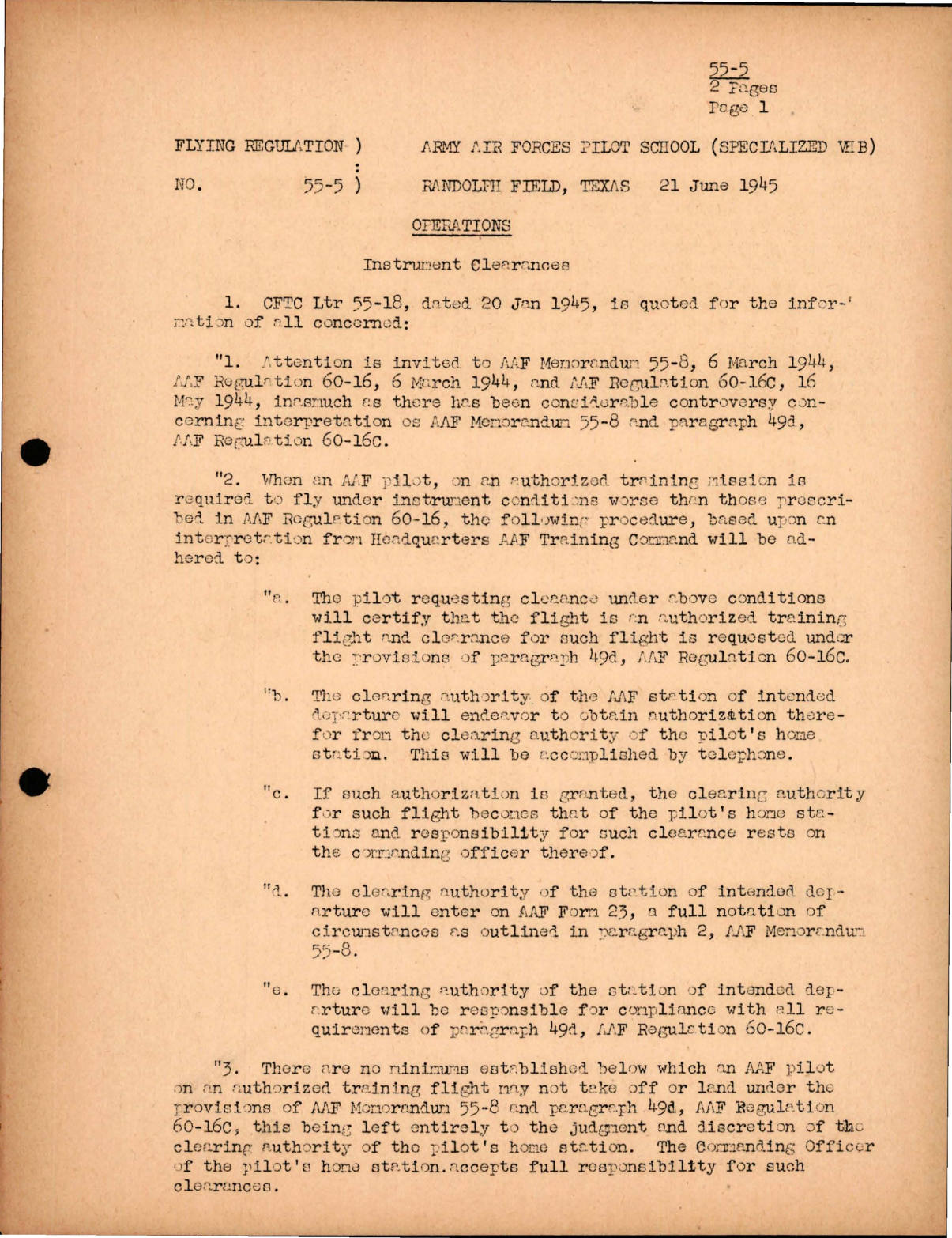 Sample page 1 from AirCorps Library document: Operations - Instrument Clearances