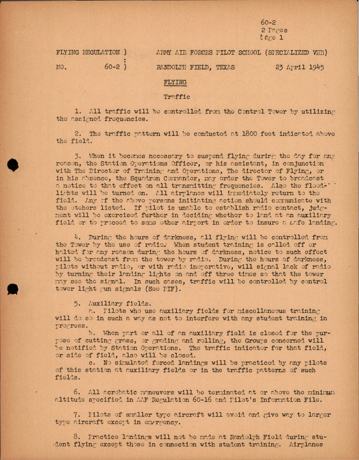 Sample page 1 from AirCorps Library document: Flying - Traffic