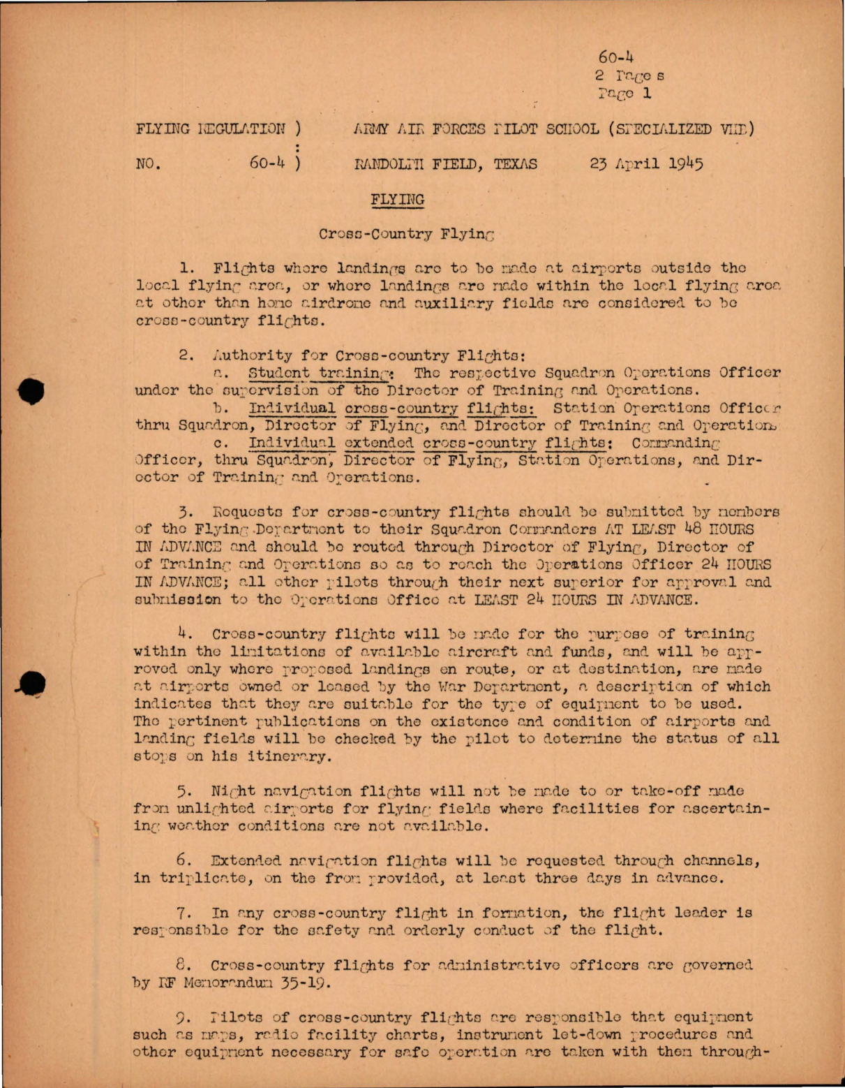 Sample page 1 from AirCorps Library document: Flying - Cross Country Flying