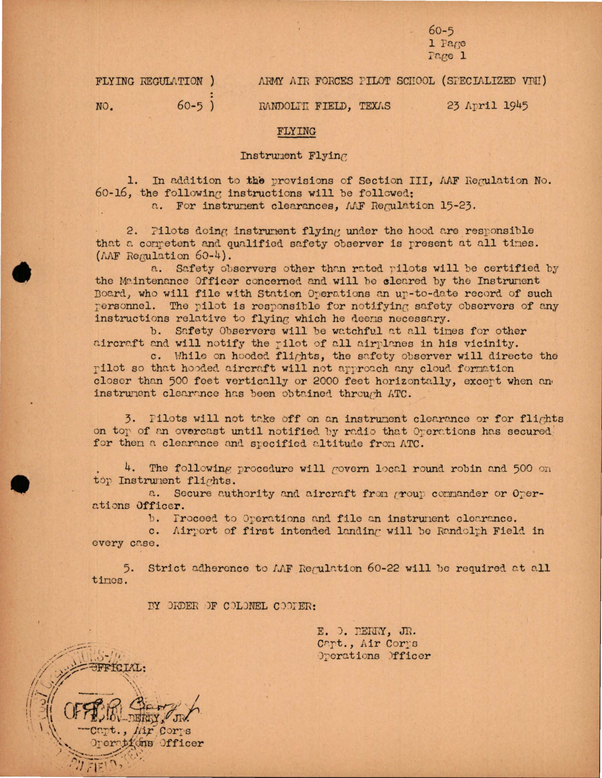 Sample page 1 from AirCorps Library document: Flying - Instrument Flying