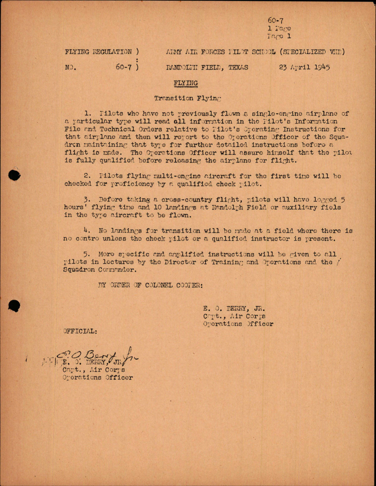 Sample page 1 from AirCorps Library document: Flying - Transition Flying