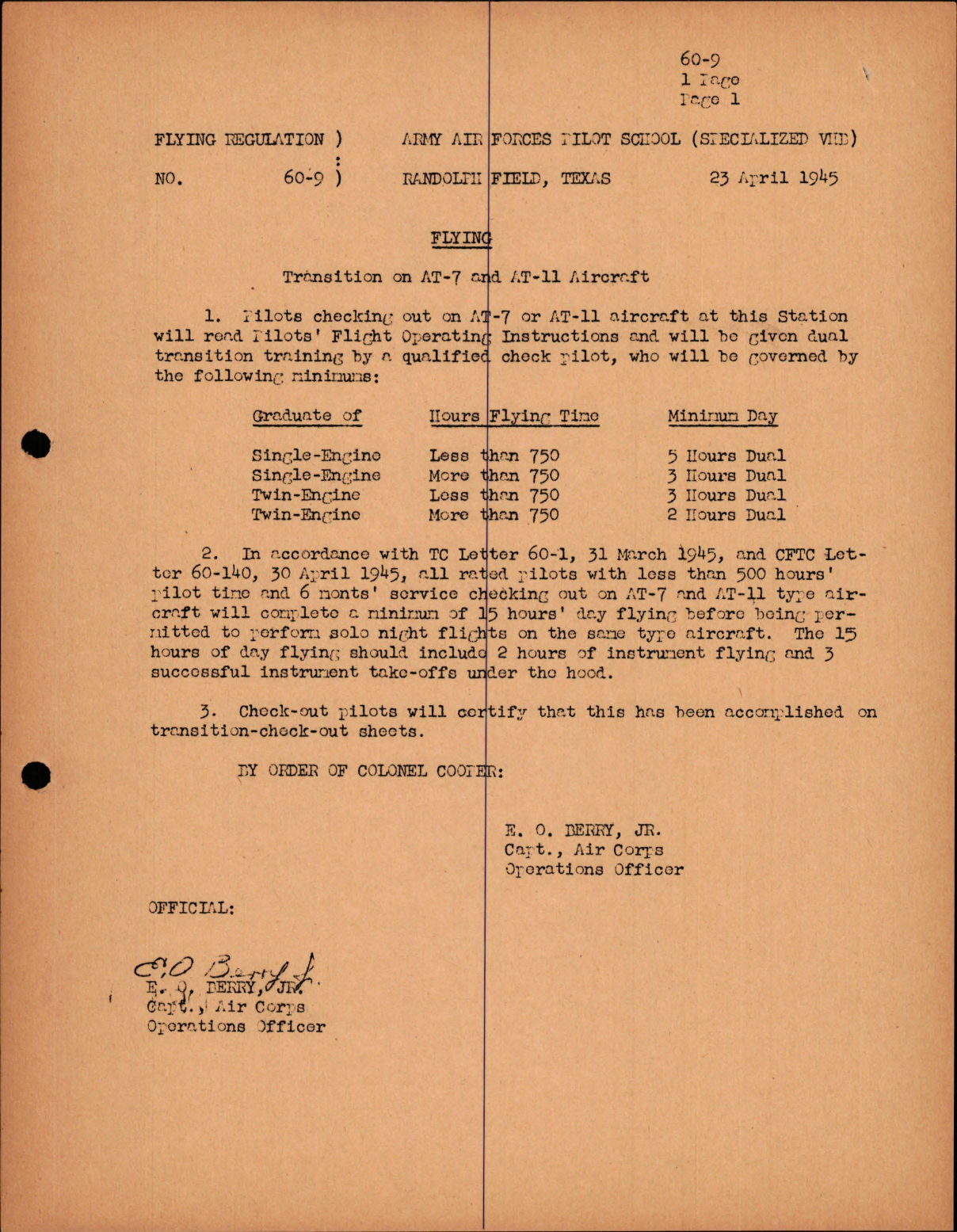 Sample page 1 from AirCorps Library document:  Flying - Transition on AT-7 and AT-11 Aircraft