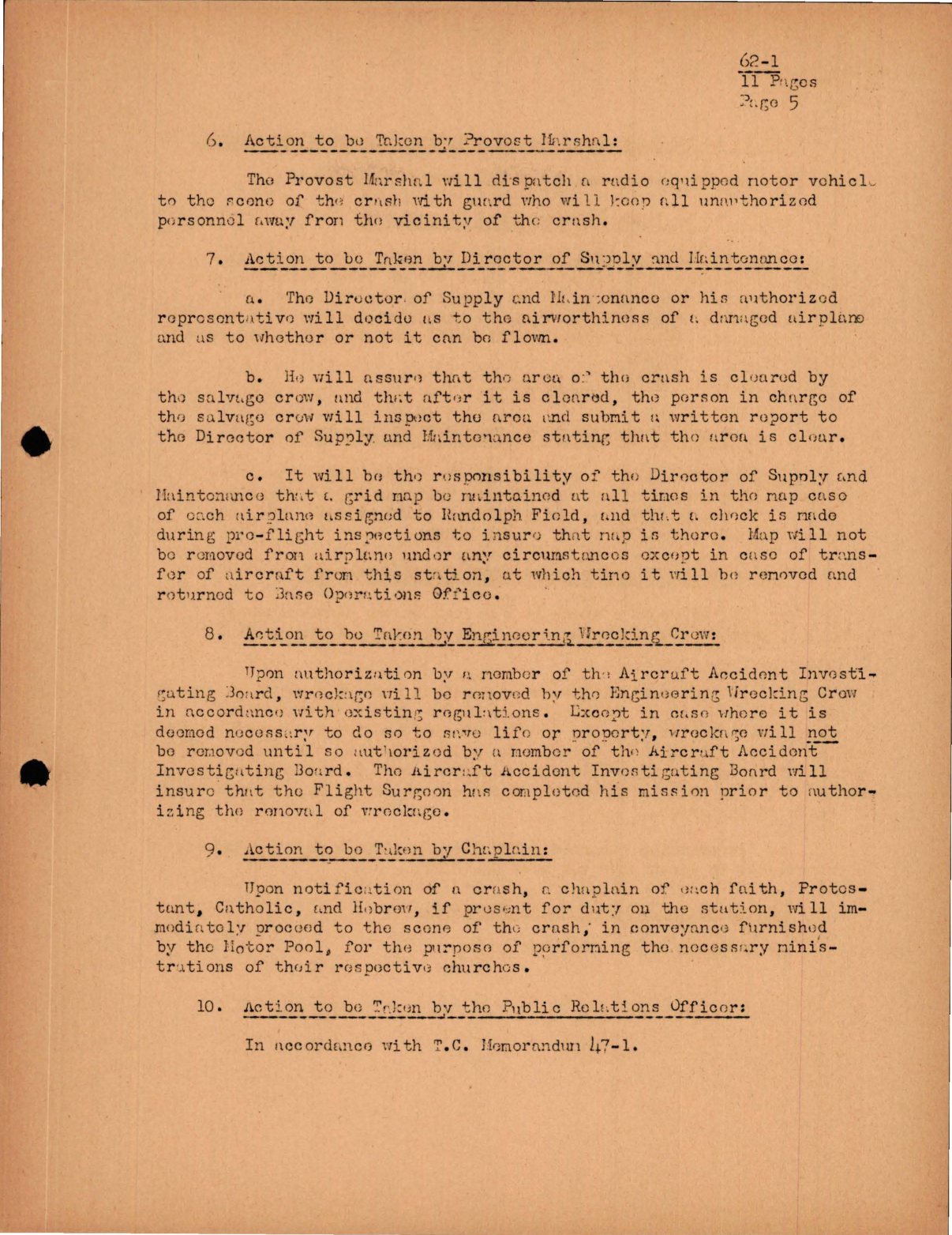 Sample page 5 from AirCorps Library document: Flying Safety - Crash Procedures