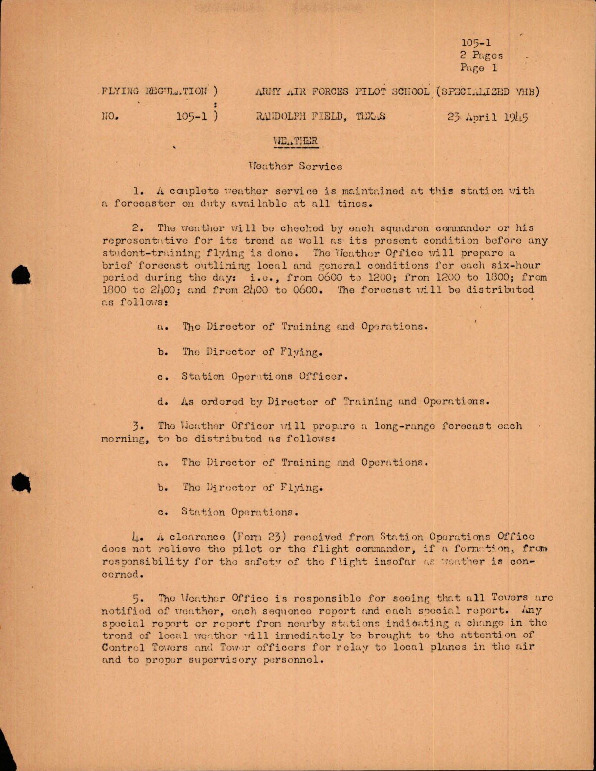 Sample page 1 from AirCorps Library document: Weather - Weather Service