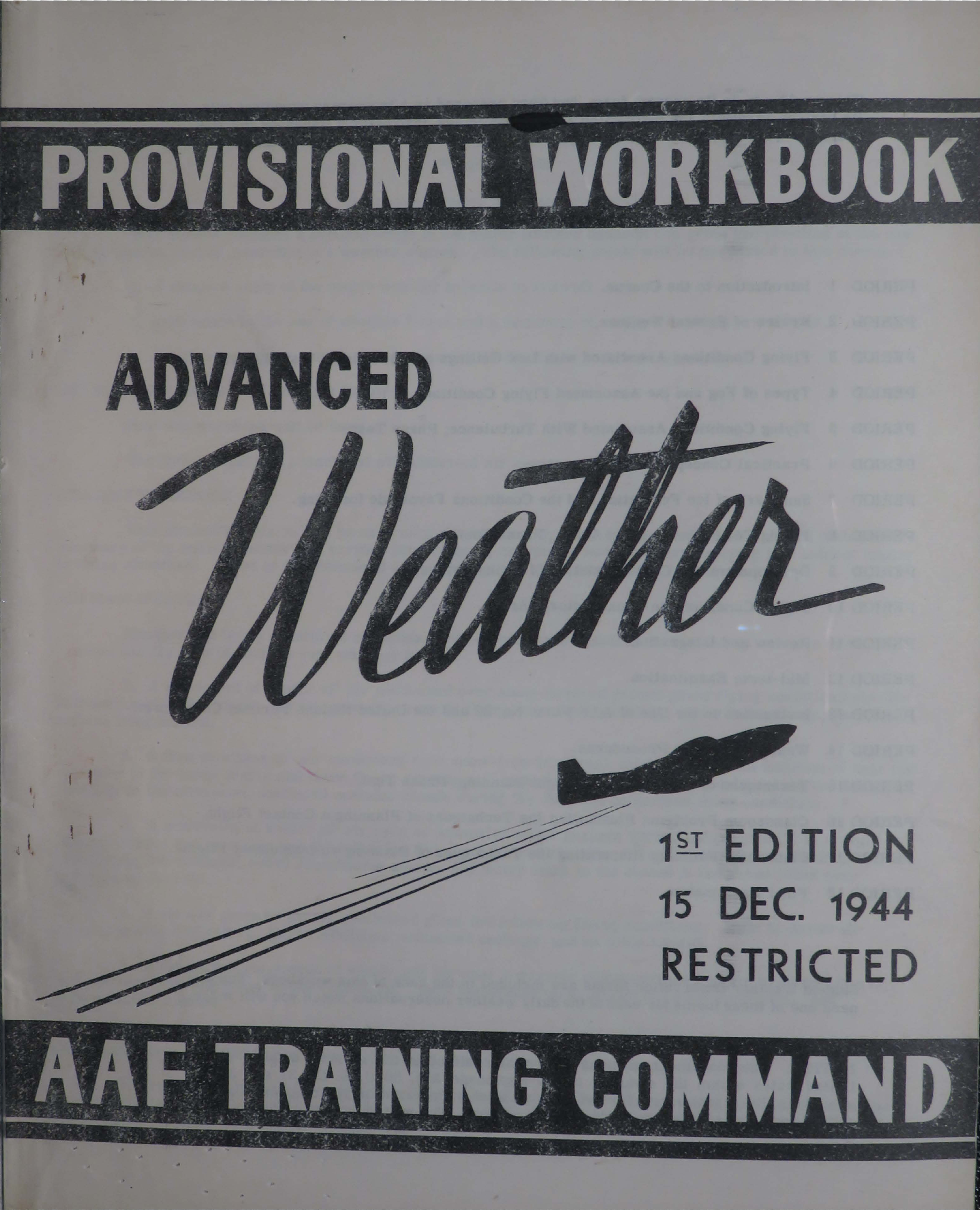 Sample page 1 from AirCorps Library document: Provisional Workbook for Advanced Weather