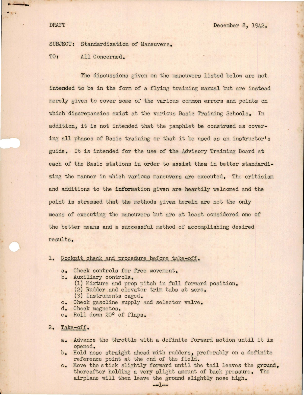 Sample page 1 from AirCorps Library document: Standardization of Maneuvers