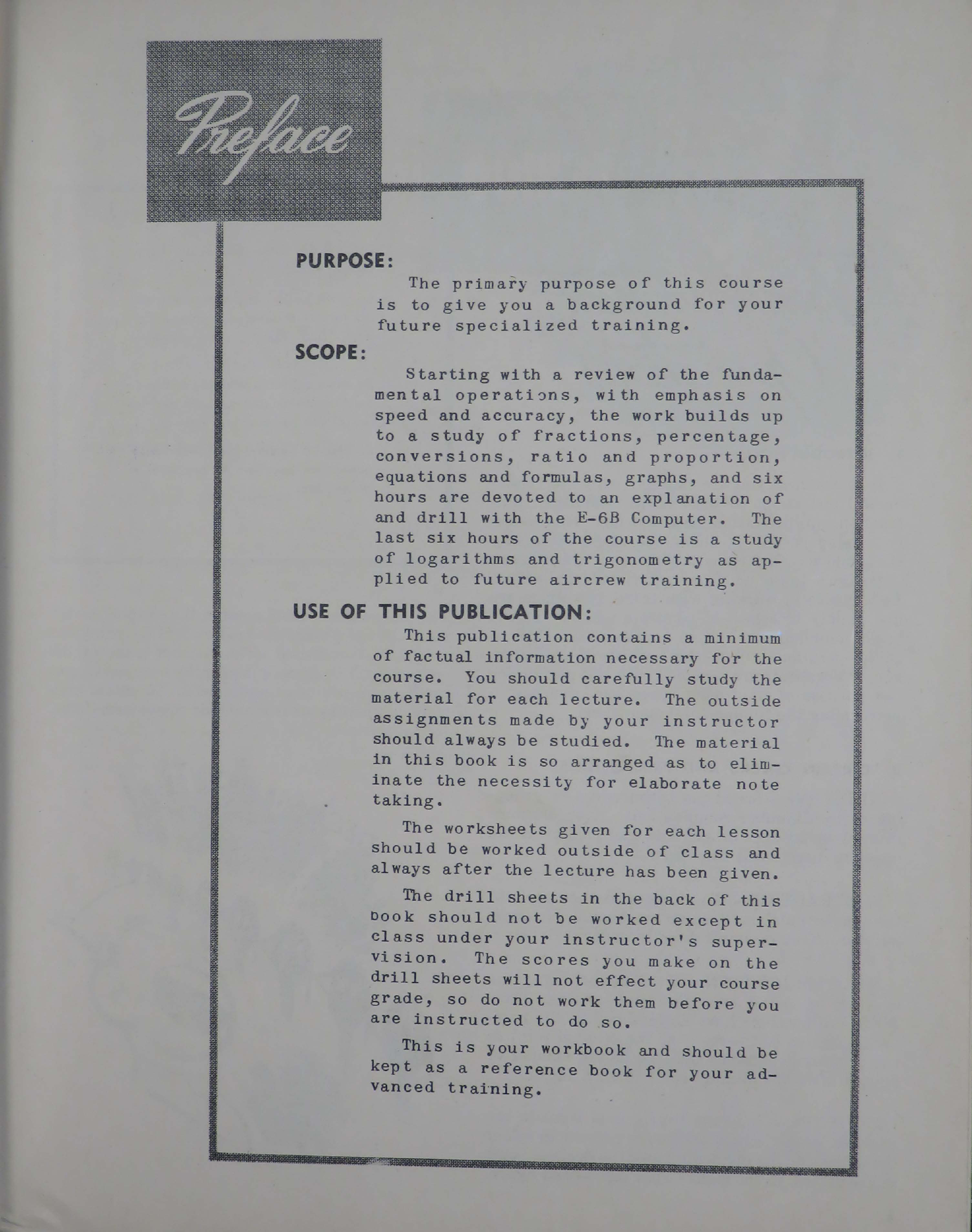 Sample page 5 from AirCorps Library document: Student Workbook for Applied Aero Mathematics - Preflight