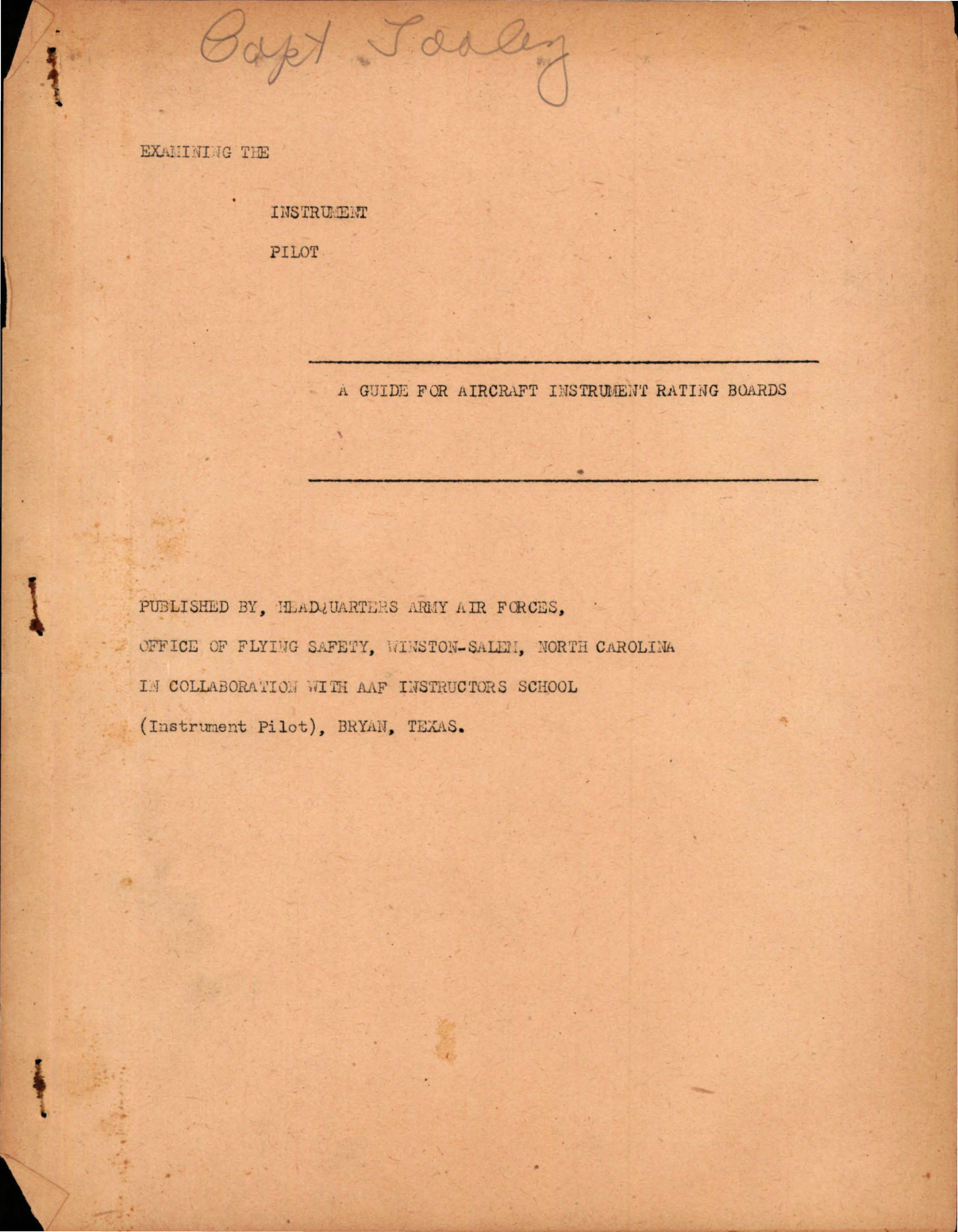 Sample page 1 from AirCorps Library document: Guide for Aircraft Instrument Rating Boards